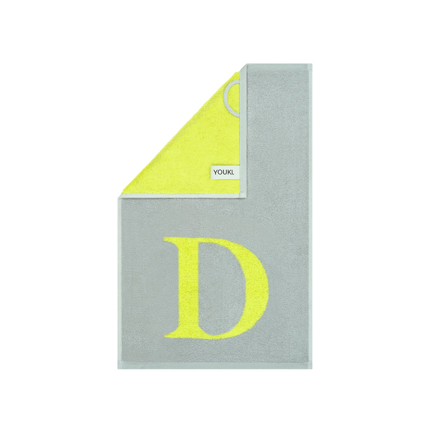 2er Set - Kleines Handtuch mit Buchstabe "D" – Silber / Lime