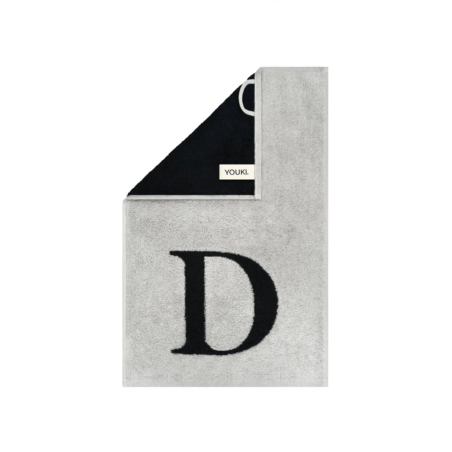 2er Set - Kleines Handtuch mit Buchstabe "D" – Silber / Schwarz