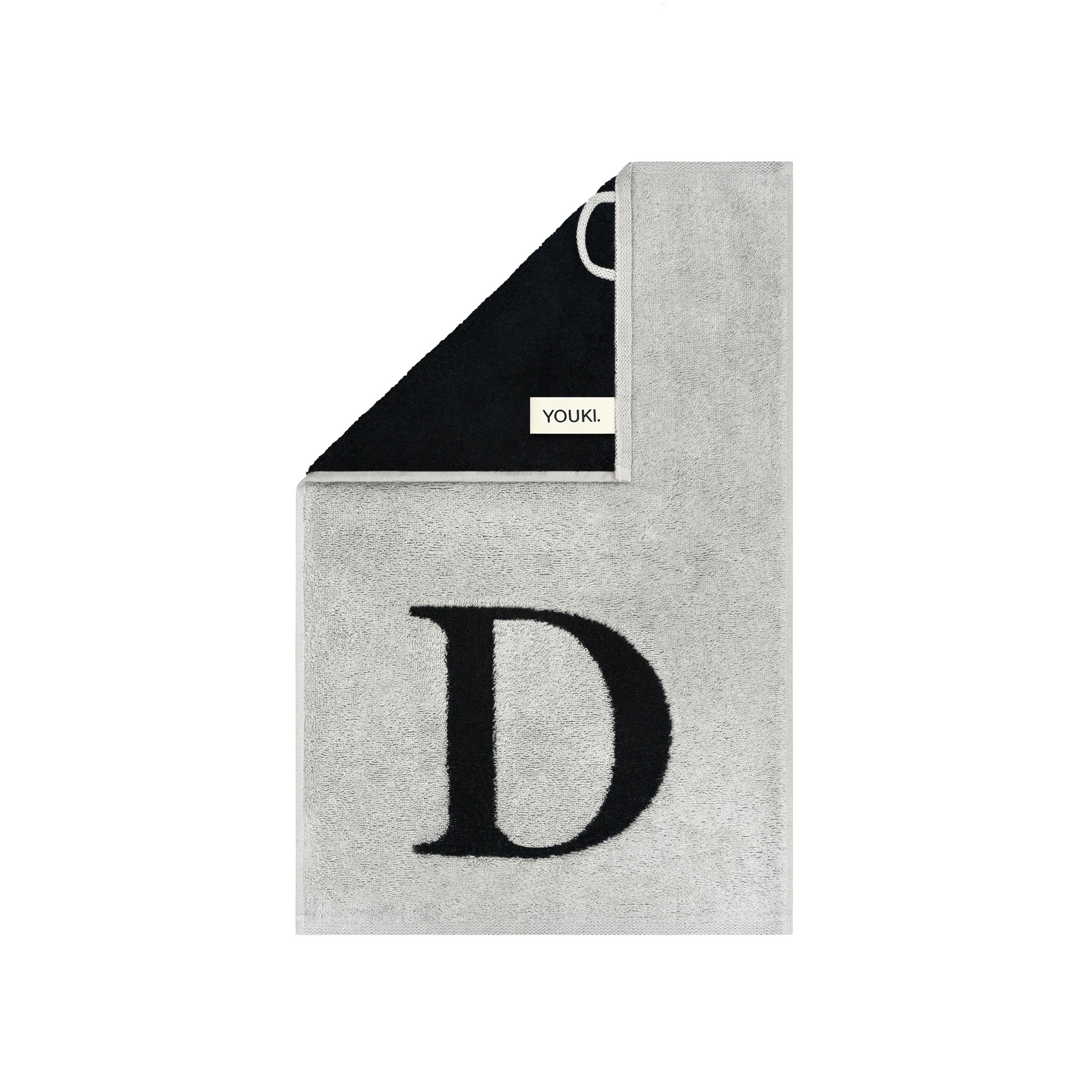 2er Set - Kleines Handtuch mit Buchstabe "D" – Silber / Schwarz