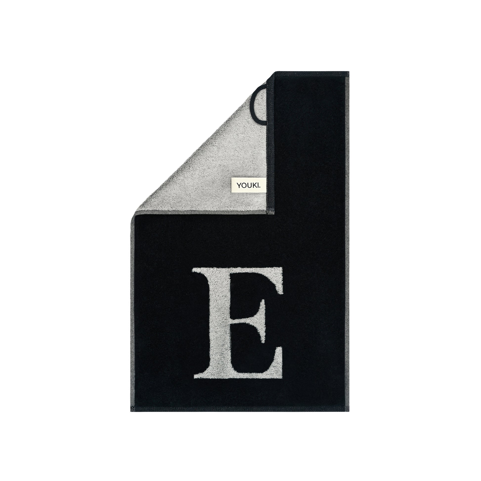 2er Set - Kleines Handtuch mit Buchstabe "E" – Silber / Schwarz
