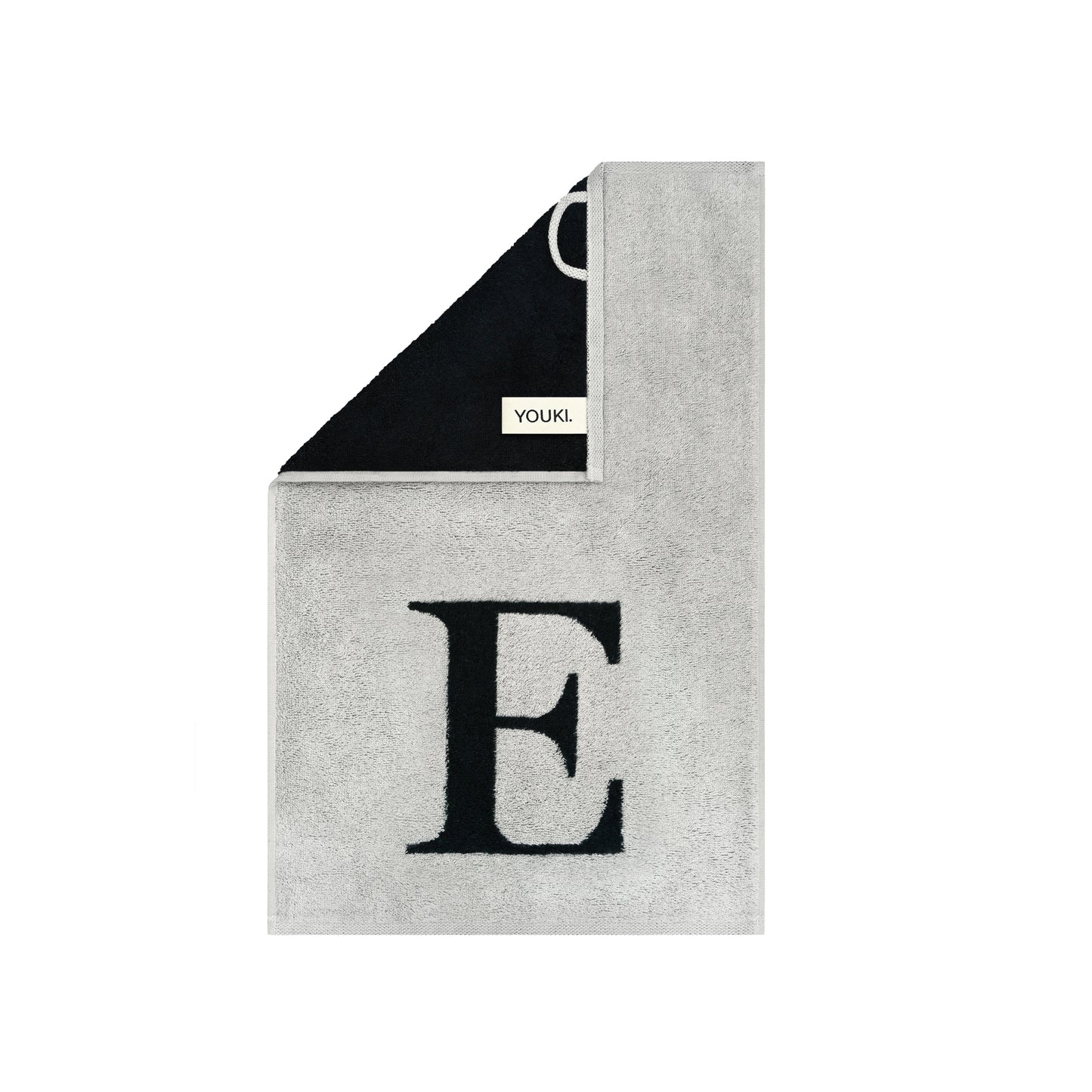 2er Set - Kleines Handtuch mit Buchstabe "E" – Silber / Schwarz