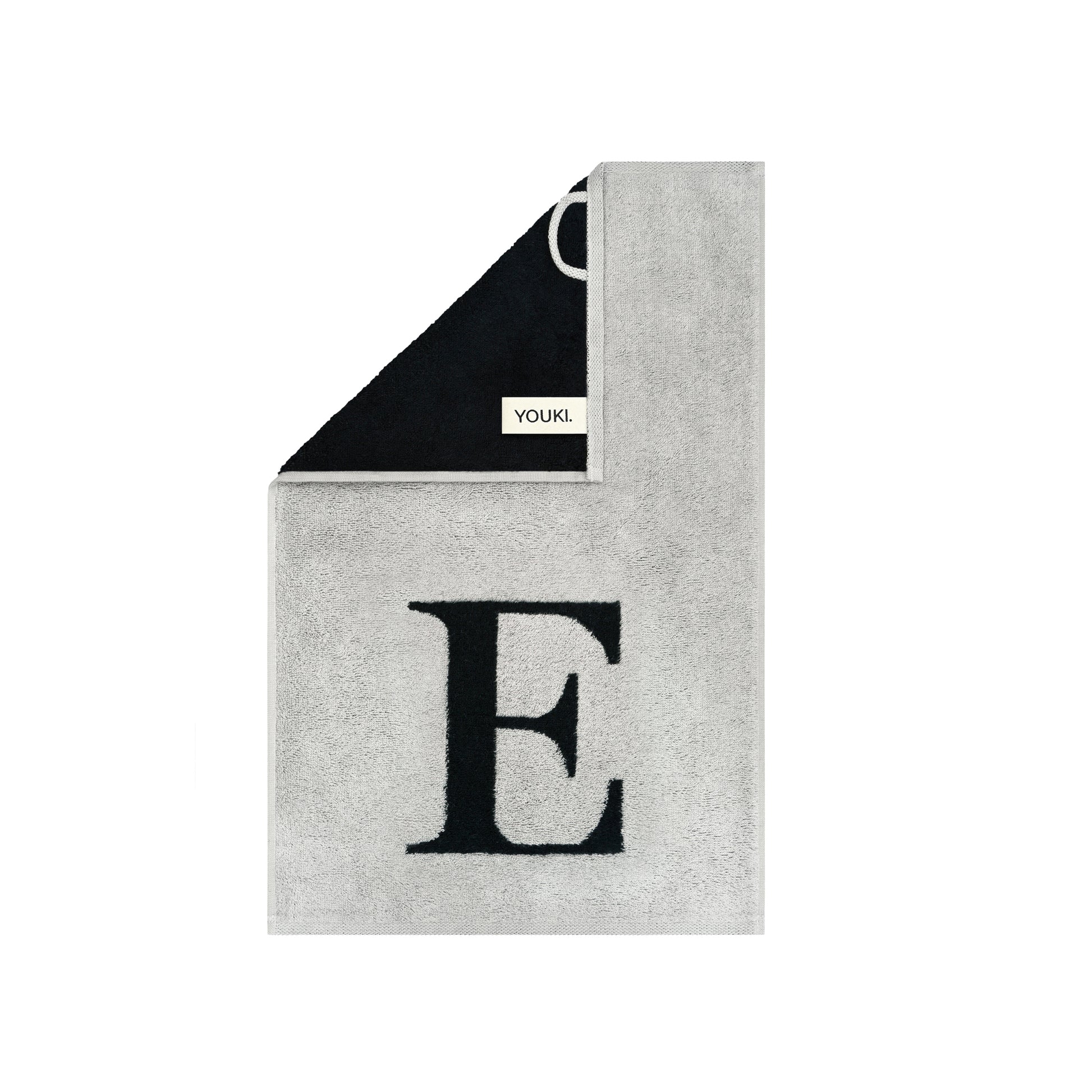 2er Set - Kleines Handtuch mit Buchstabe "E" – Silber / Schwarz