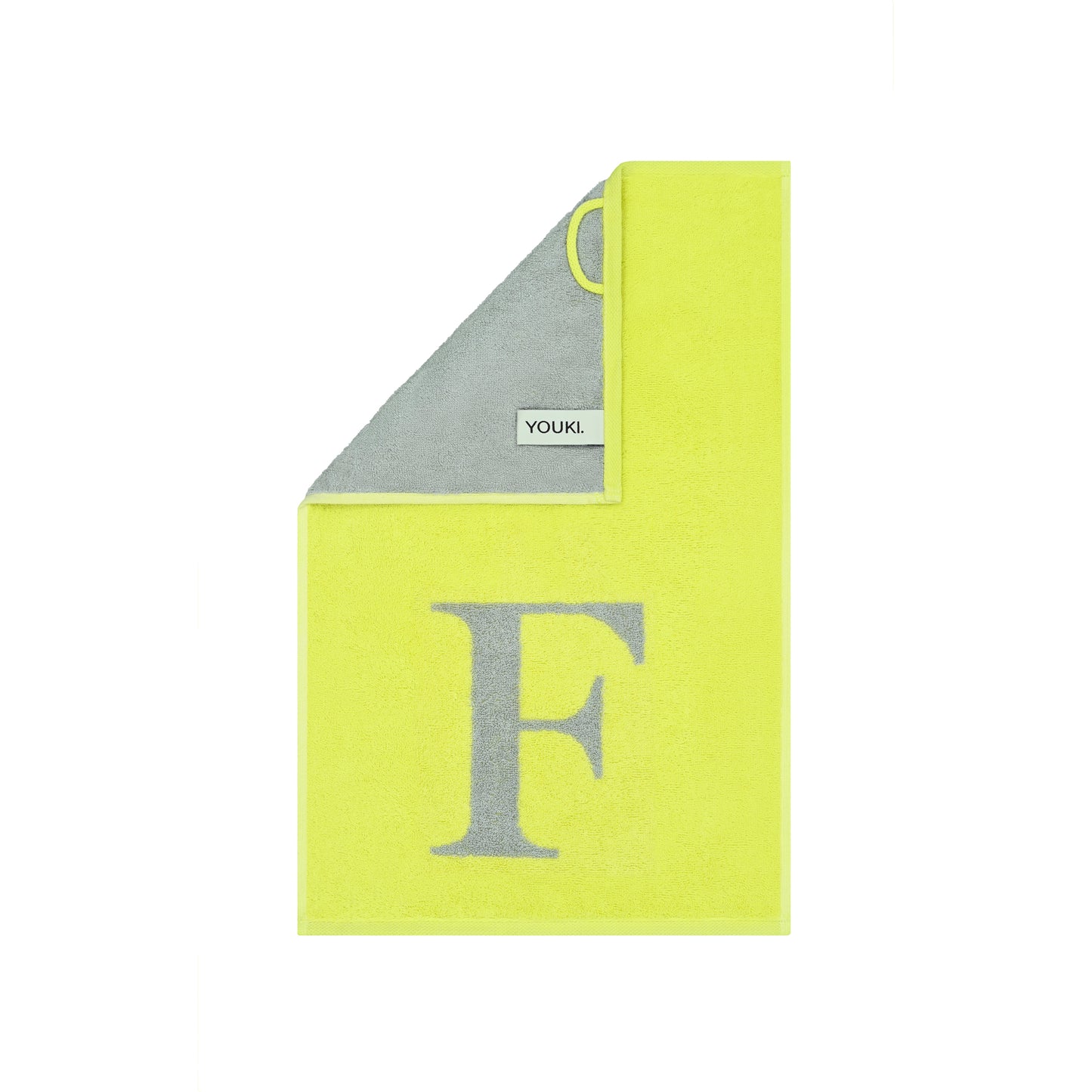 2er Set - Kleines Handtuch mit Buchstabe "F" – Silber / Lime