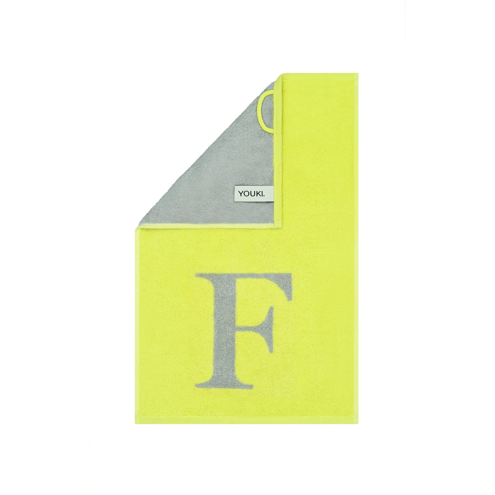 2er Set - Kleines Handtuch mit Buchstabe "F" – Silber / Lime