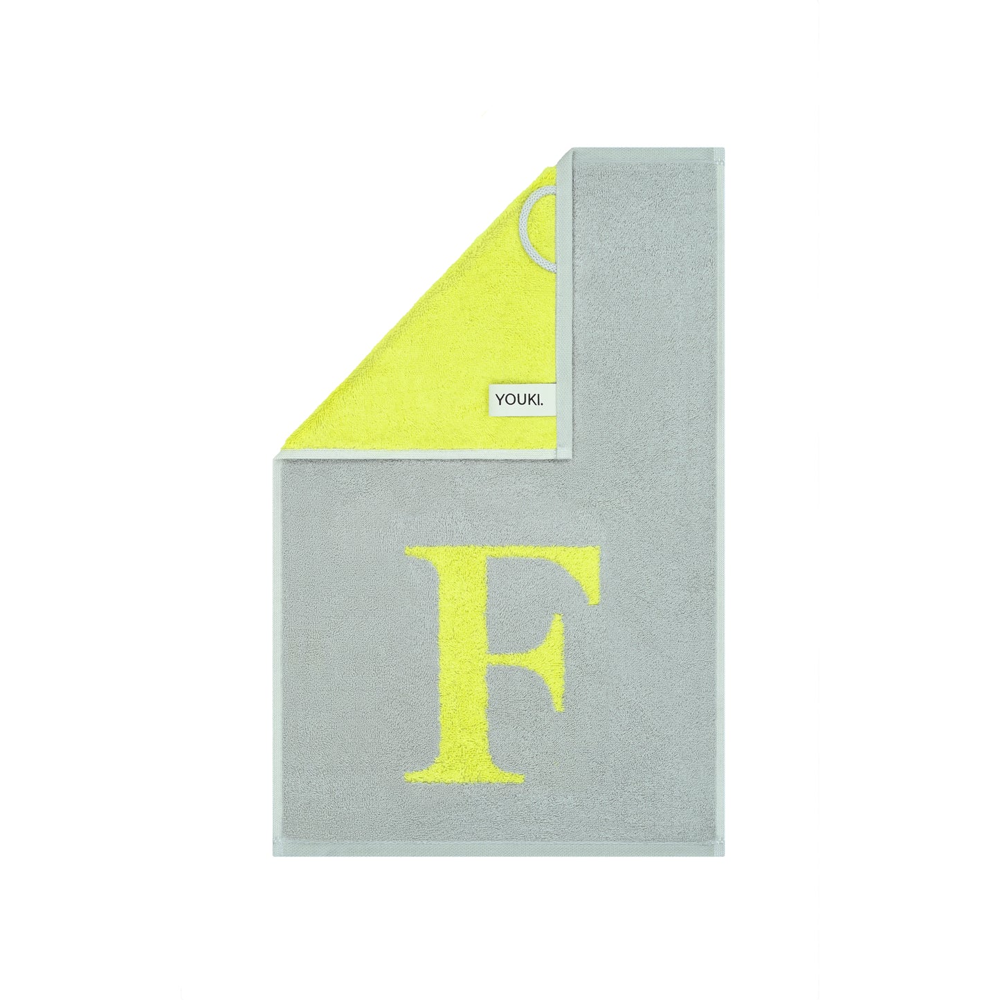 2er Set - Kleines Handtuch mit Buchstabe "F" – Silber / Lime