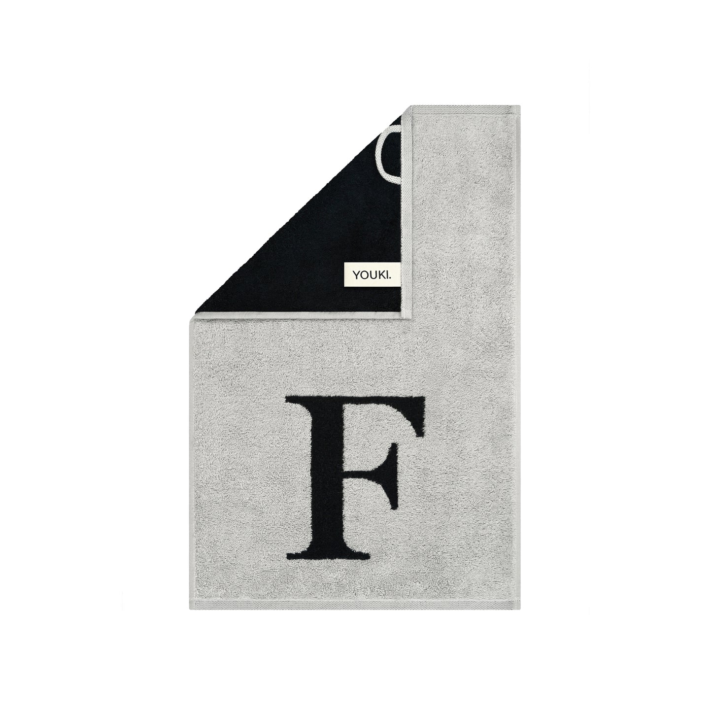 2er Set - Kleines Handtuch mit Buchstabe "F" – Silber / Schwarz