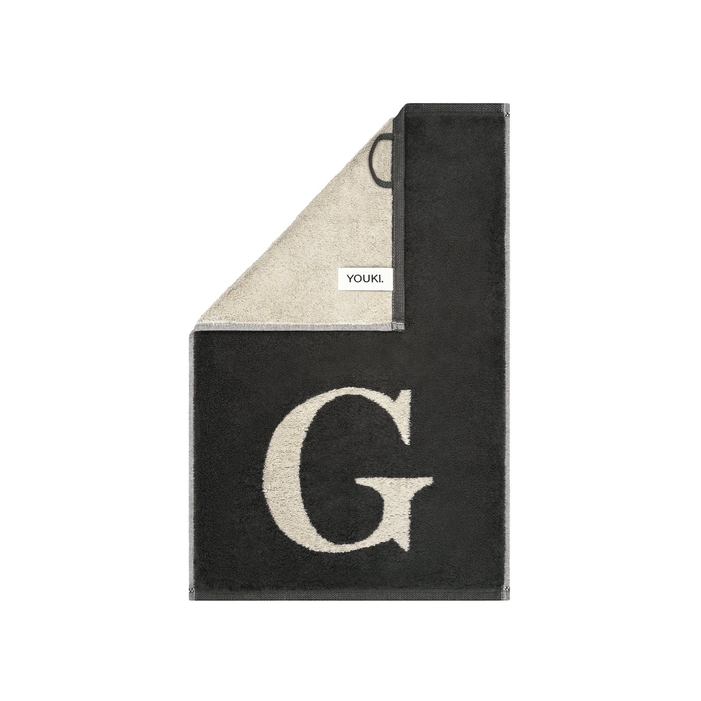 2er Set - Kleines Handtuch mit Buchstabe "G" – Natur / Dunkelgrau