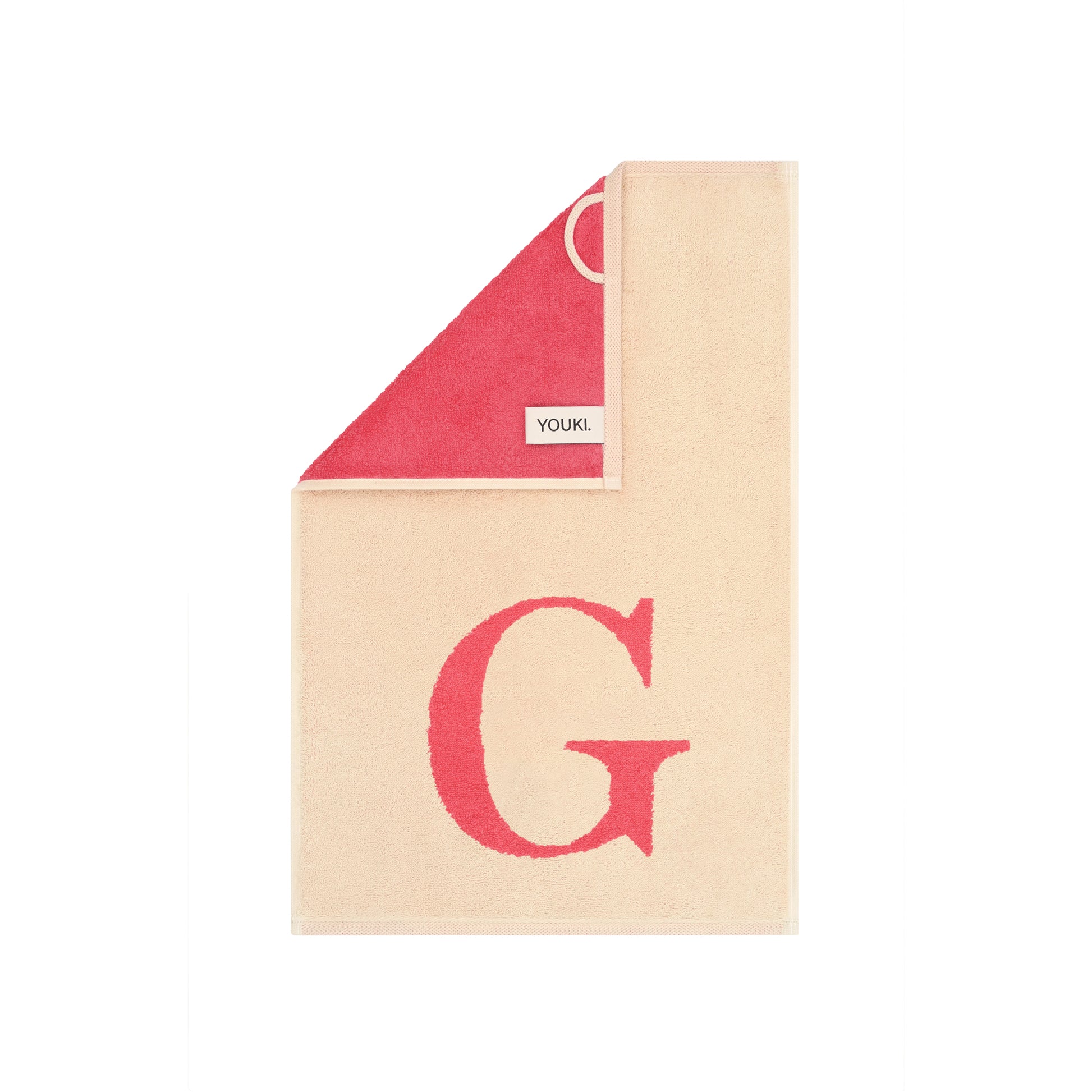 2er Set - Kleines Handtuch mit Buchstabe "G" – Natur / Pink / Orange