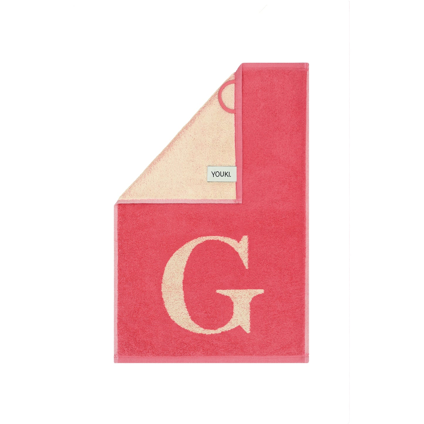 2er Set - Kleines Handtuch mit Buchstabe "G" – Natur / Pink / Orange