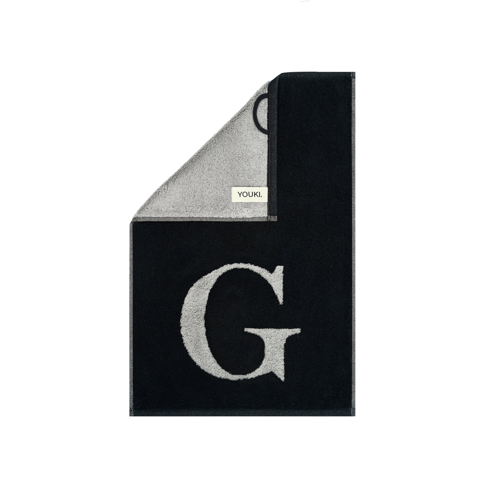 2er Set - Kleines Handtuch mit Buchstabe "G" – Silber / Schwarz