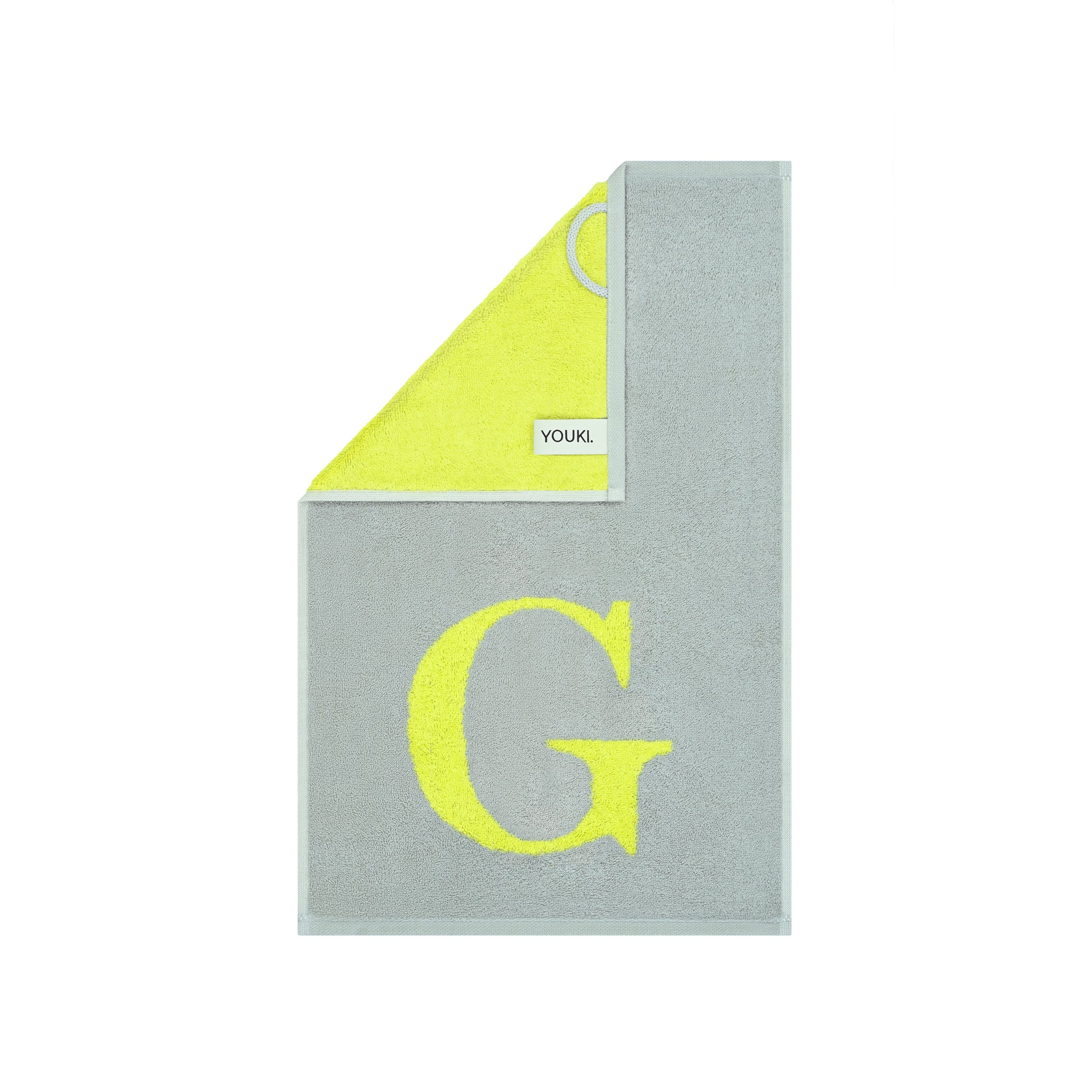 2er Set - Kleines Handtuch mit Buchstabe "G" – Silber / Lime