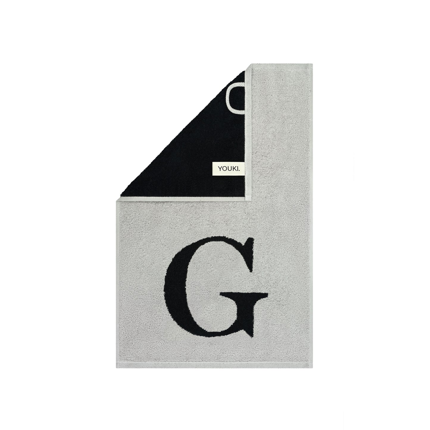 2er Set - Kleines Handtuch mit Buchstabe "G" – Silber / Schwarz