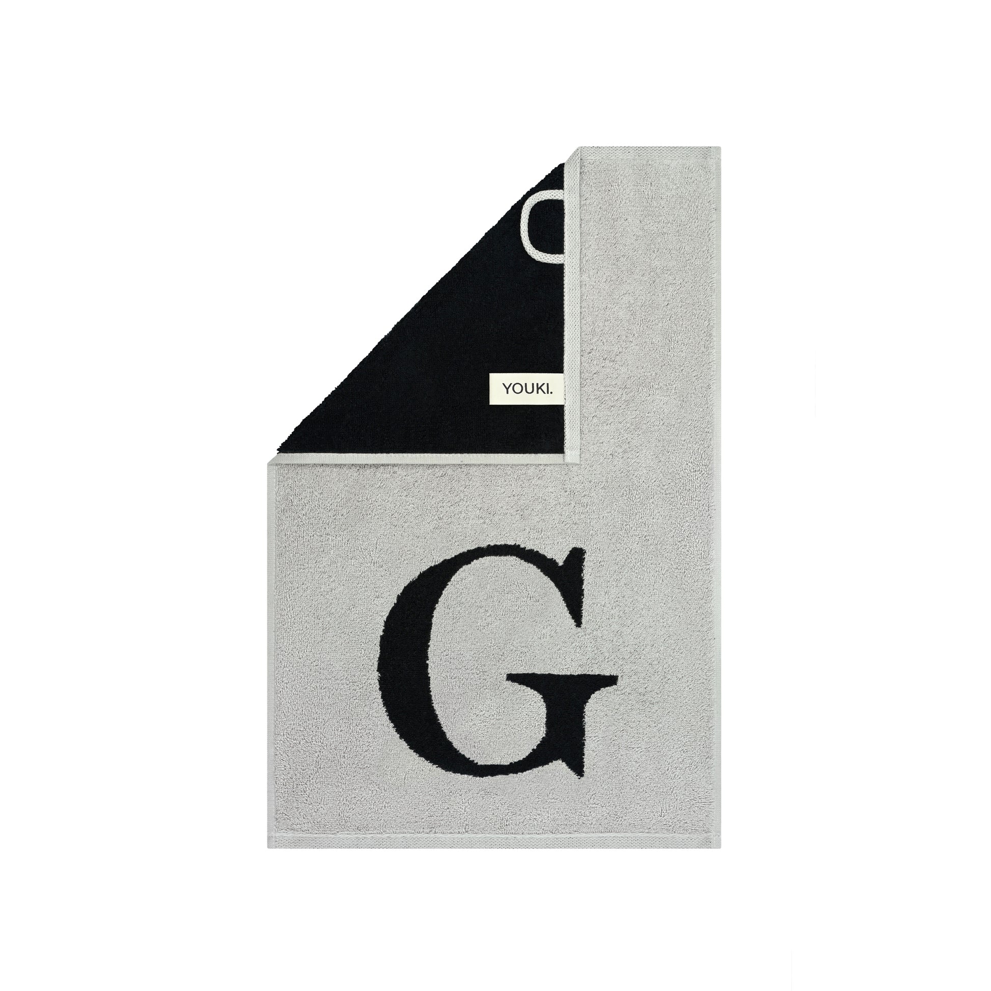 2er Set - Kleines Handtuch mit Buchstabe "G" – Silber / Schwarz