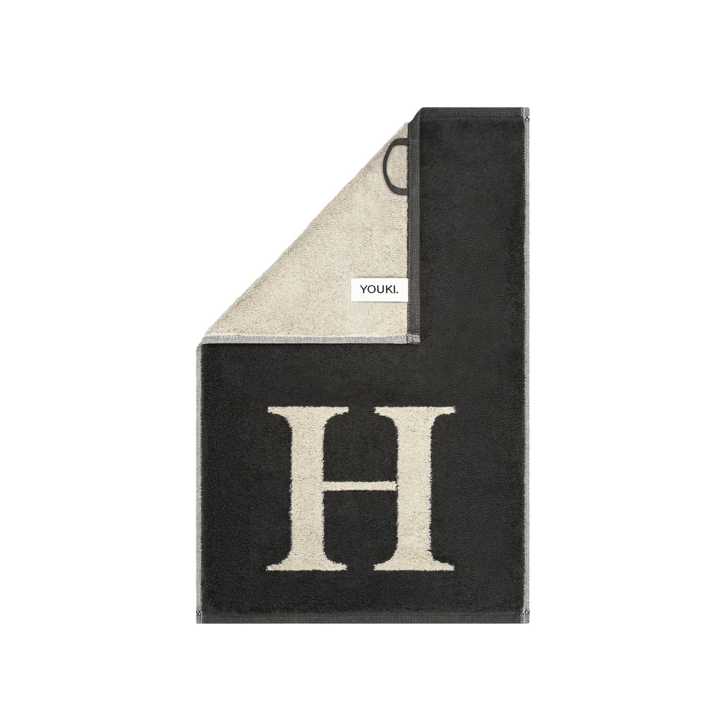 2er Set - Kleines Handtuch mit Buchstabe "H" – Natur / Dunkelgrau
