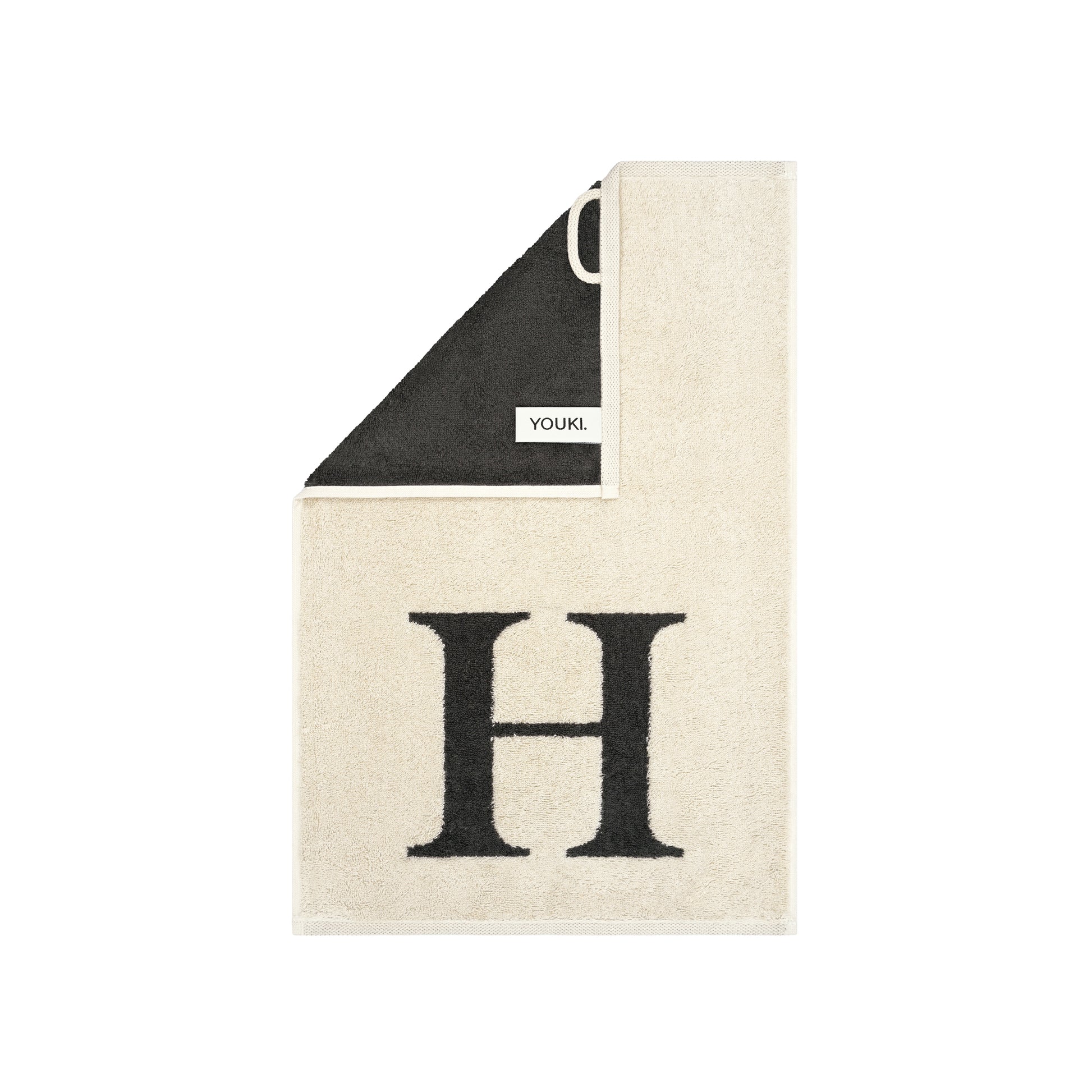 2er Set - Kleines Handtuch mit Buchstabe "H" – Natur / Dunkelgrau