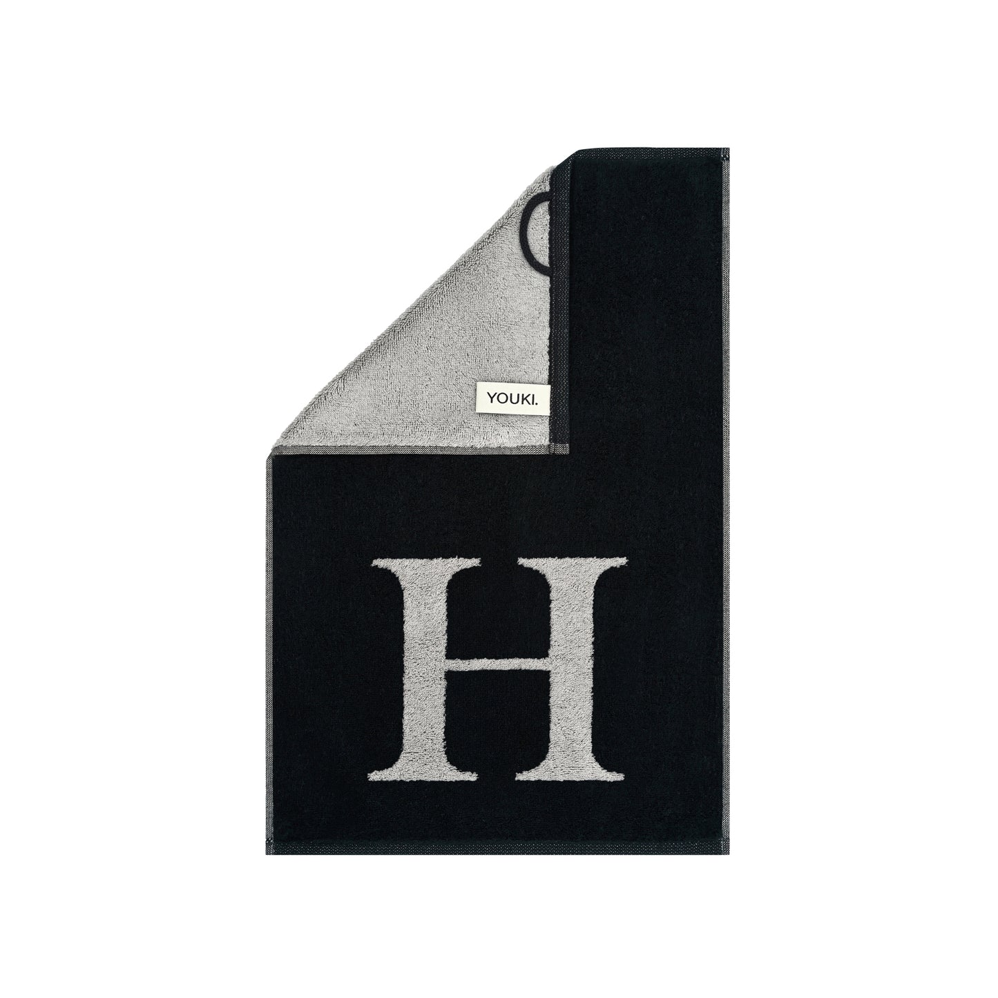 2er Set - Kleines Handtuch mit Buchstabe "H" – Silber / Schwarz