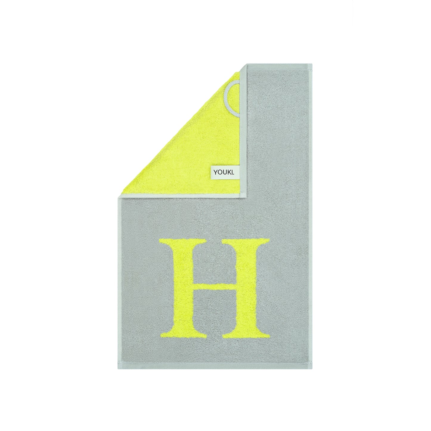 2er Set - Kleines Handtuch mit Buchstabe "H" – Silber / Lime