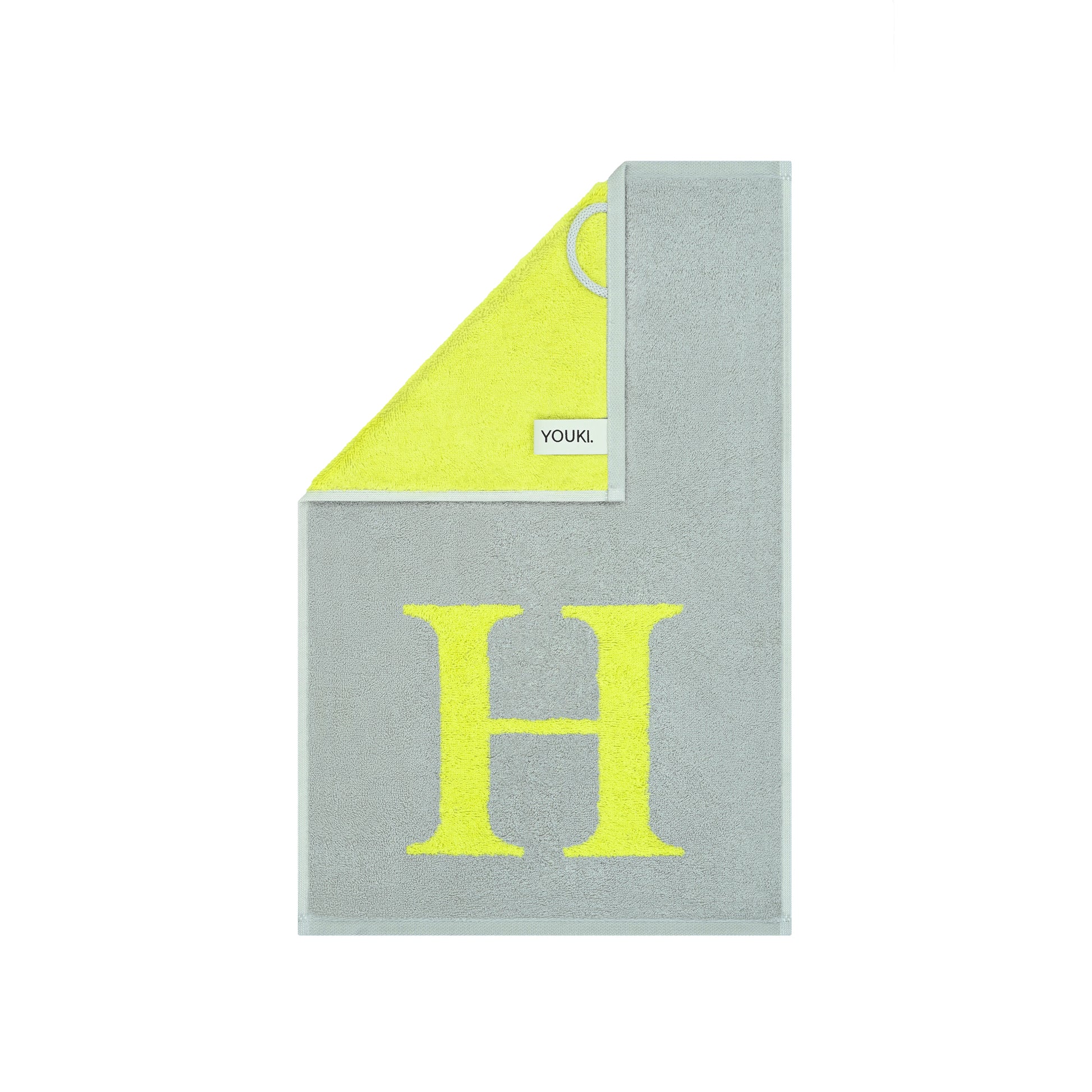 2er Set - Kleines Handtuch mit Buchstabe "H" – Silber / Lime