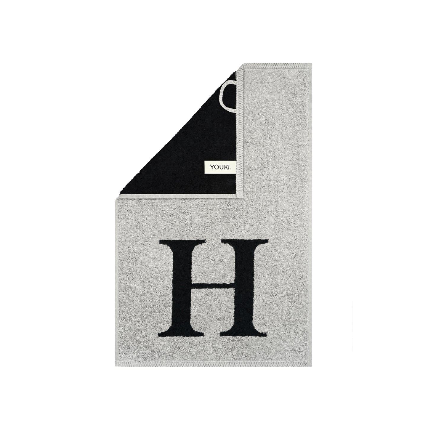 2er Set - Kleines Handtuch mit Buchstabe "H" – Silber / Schwarz