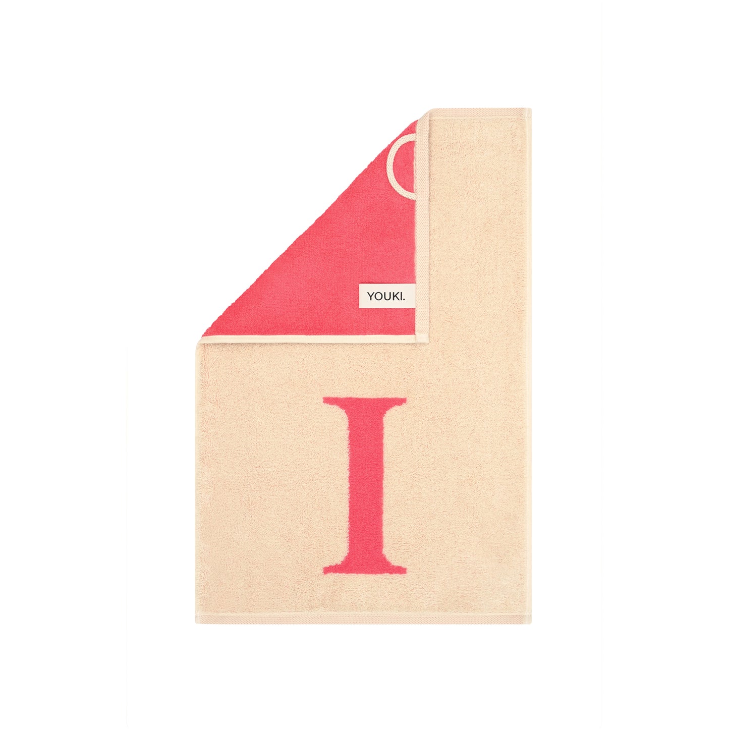 2er Set - Kleines Handtuch mit Buchstabe "I" – Natur / Pink / Orange