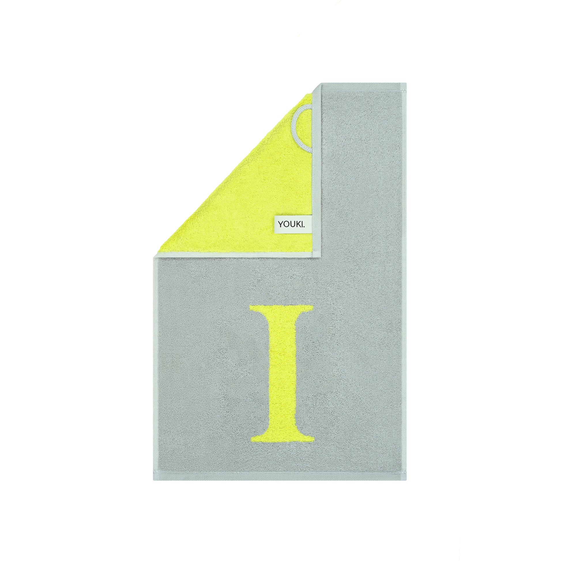 2er Set - Kleines Handtuch mit Buchstabe "I" – Silber / Lime