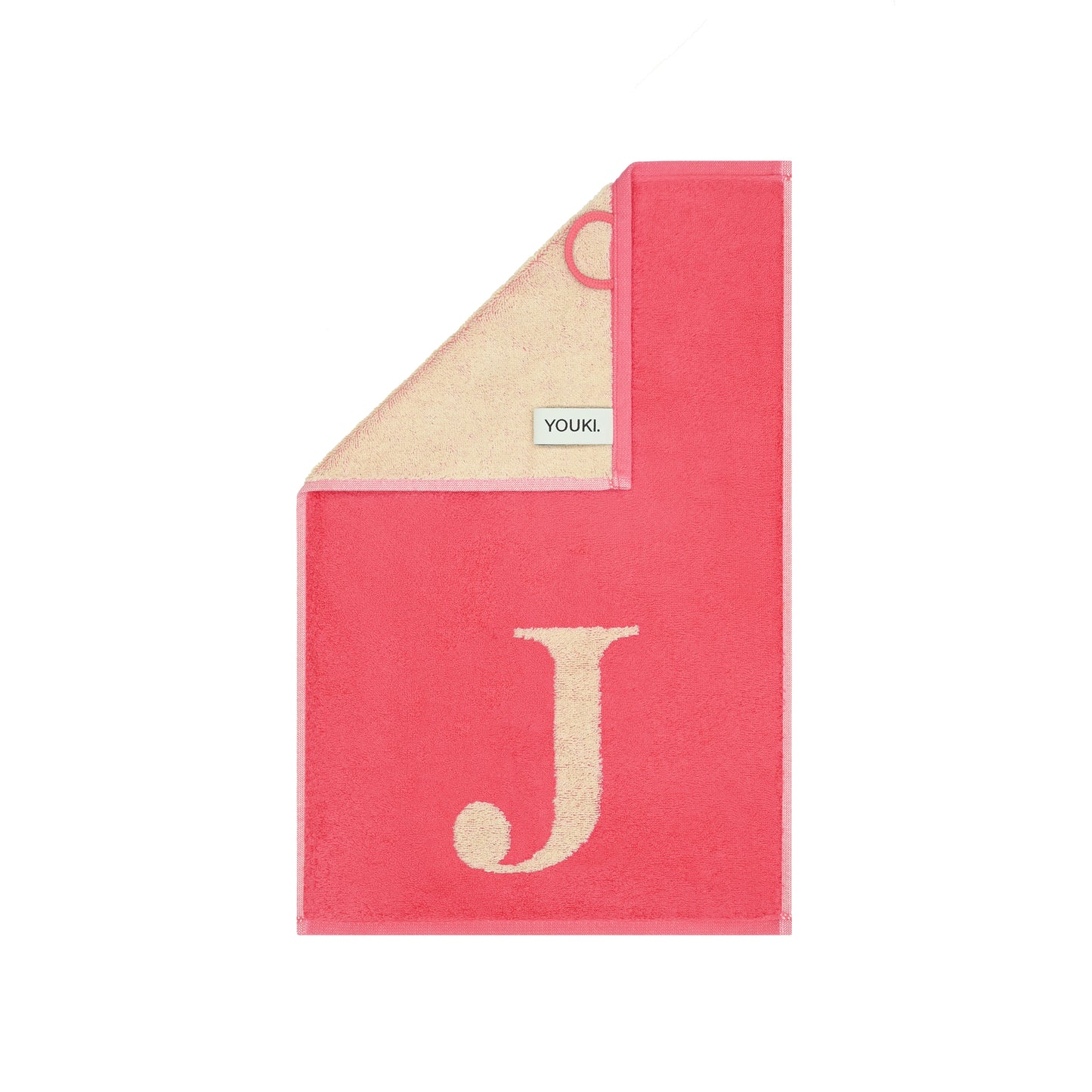 2er Set - Kleines Handtuch mit Buchstabe "J" – Natur / Pink / Orange