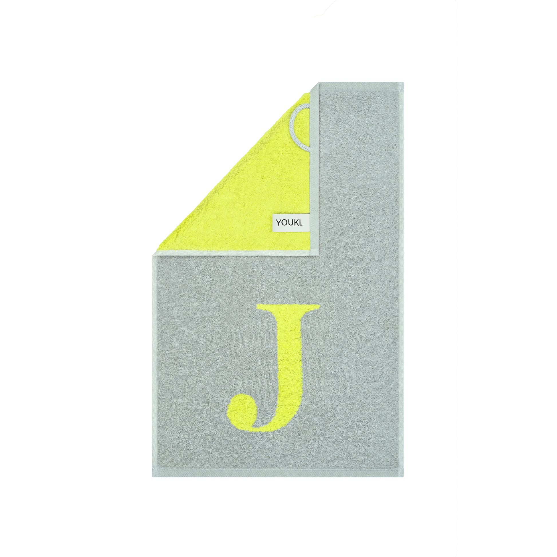 2er Set - Kleines Handtuch mit Buchstabe "J" – Silber / Lime
