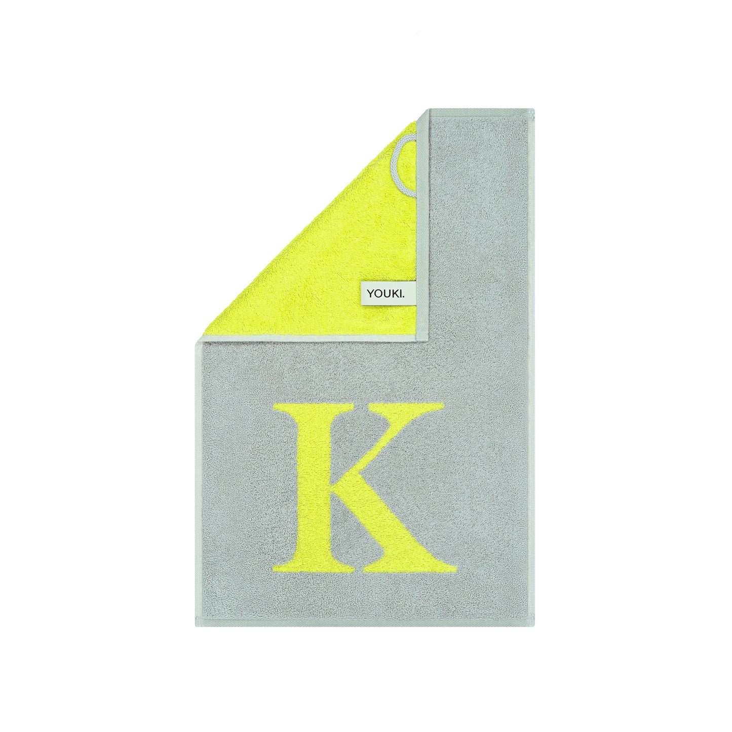 2er Set - Kleines Handtuch mit Buchstabe "K" – Silber / Lime