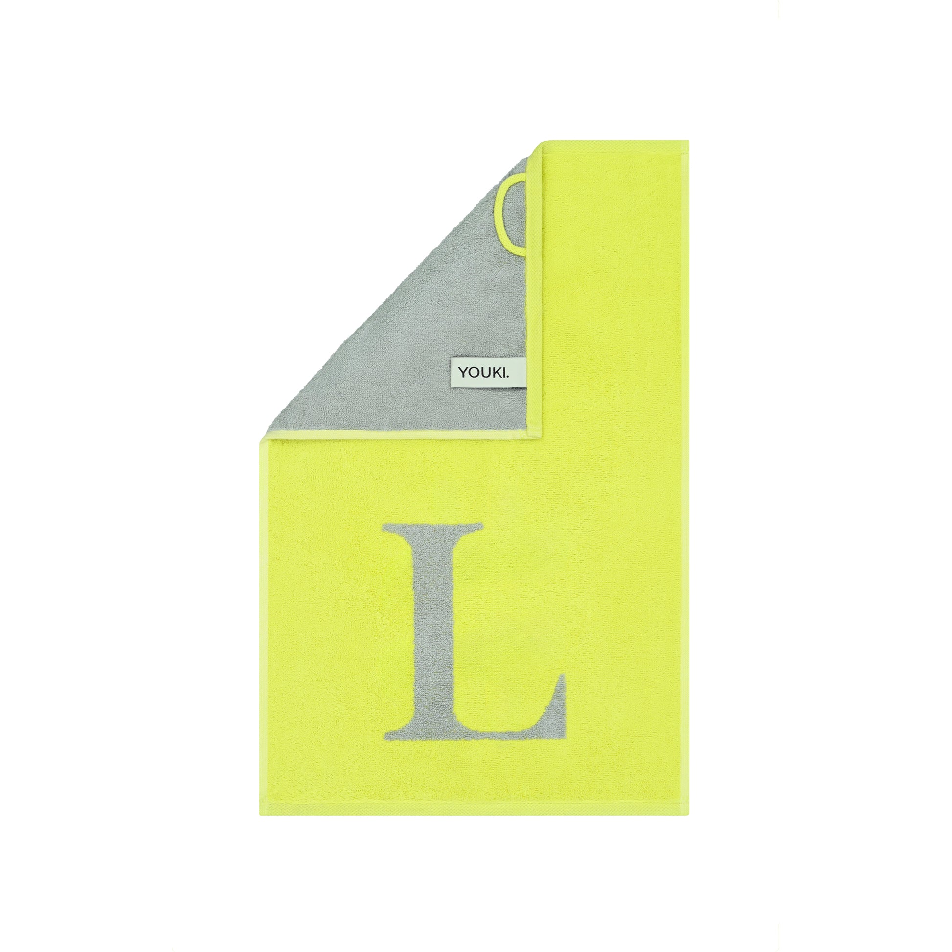 2er Set - Kleines Handtuch mit Buchstabe "L" – Silber / Lime