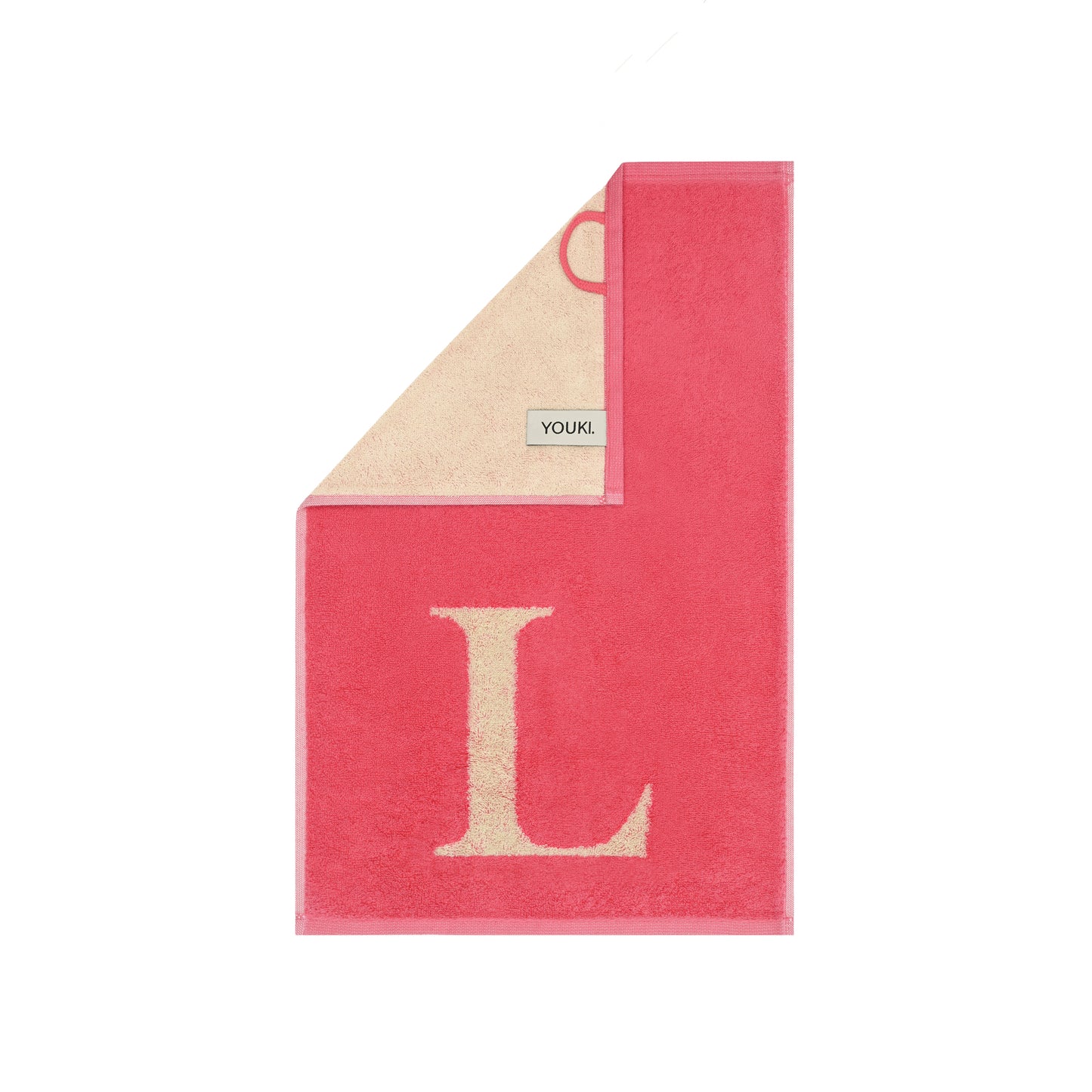 2er Set - Kleines Handtuch mit Buchstabe "L" – Natur / Pink / Orange