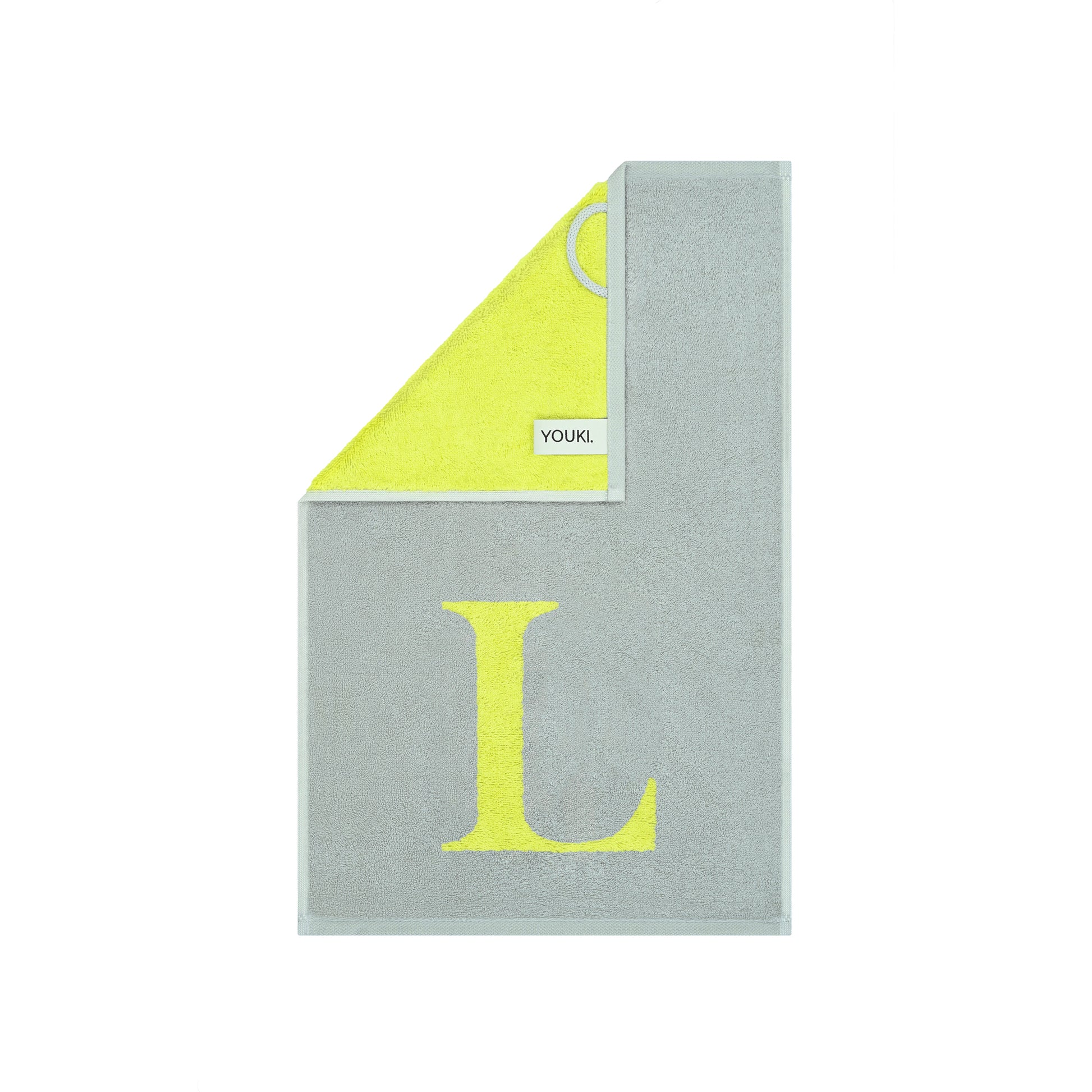 2er Set - Kleines Handtuch mit Buchstabe "L" – Silber / Lime