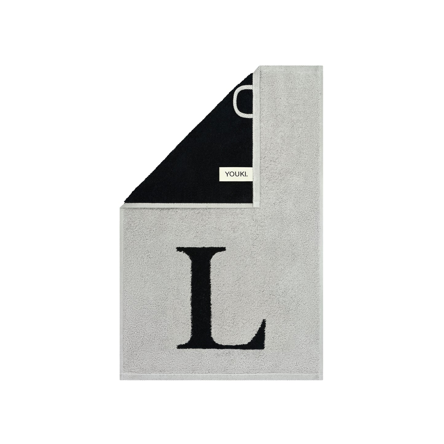 2er Set - Kleines Handtuch mit Buchstabe "L" – Silber / Schwarz