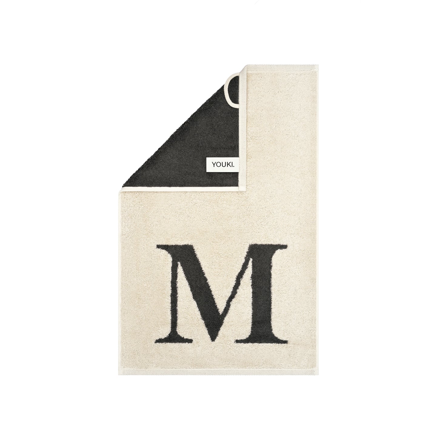 2er Set - Kleines Handtuch mit Buchstabe "M" – Natur / Dunkelgrau