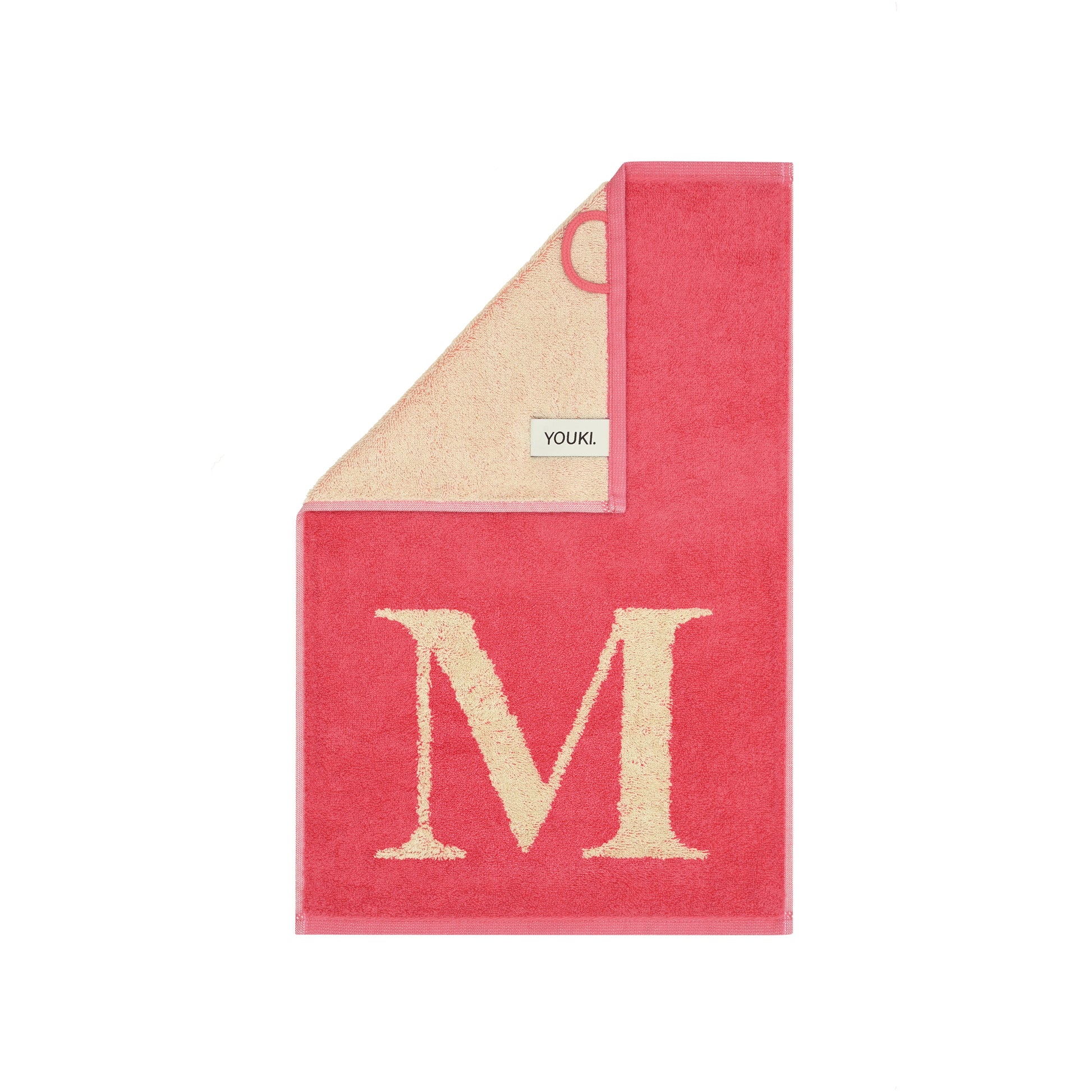 2er Set - Kleines Handtuch mit Buchstabe "M" – Natur / Pink / Orange