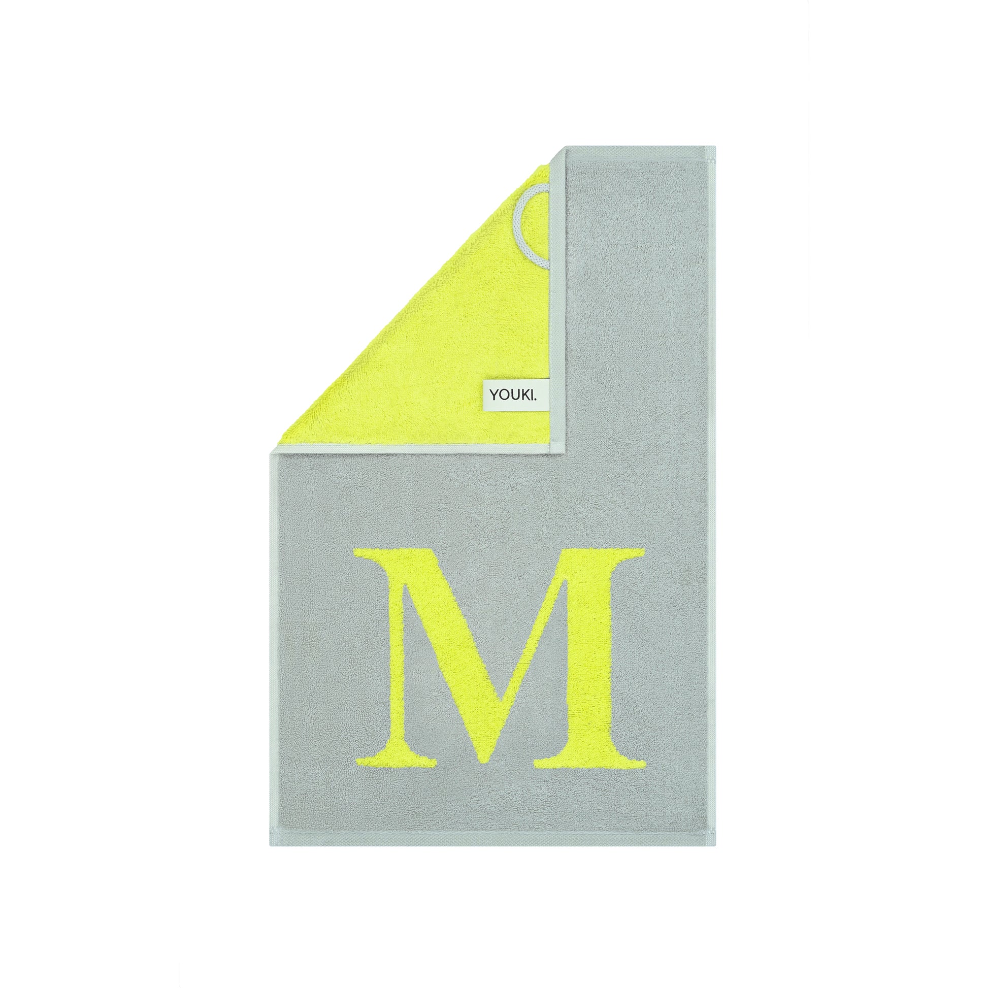 2er Set - Kleines Handtuch mit Buchstabe "M" – Silber / Lime