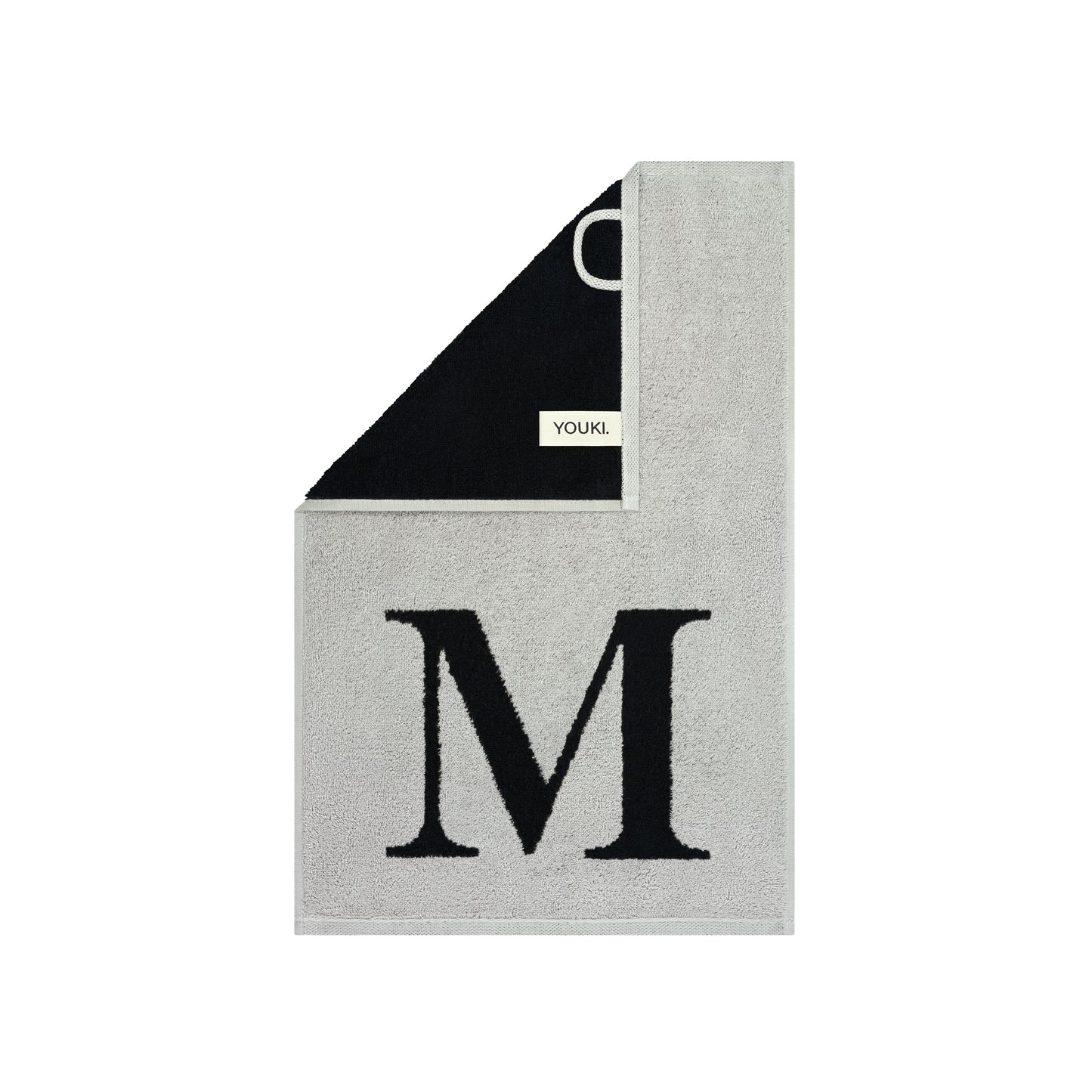 2er Set - Kleines Handtuch mit Buchstabe "M" – Silber / Schwarz