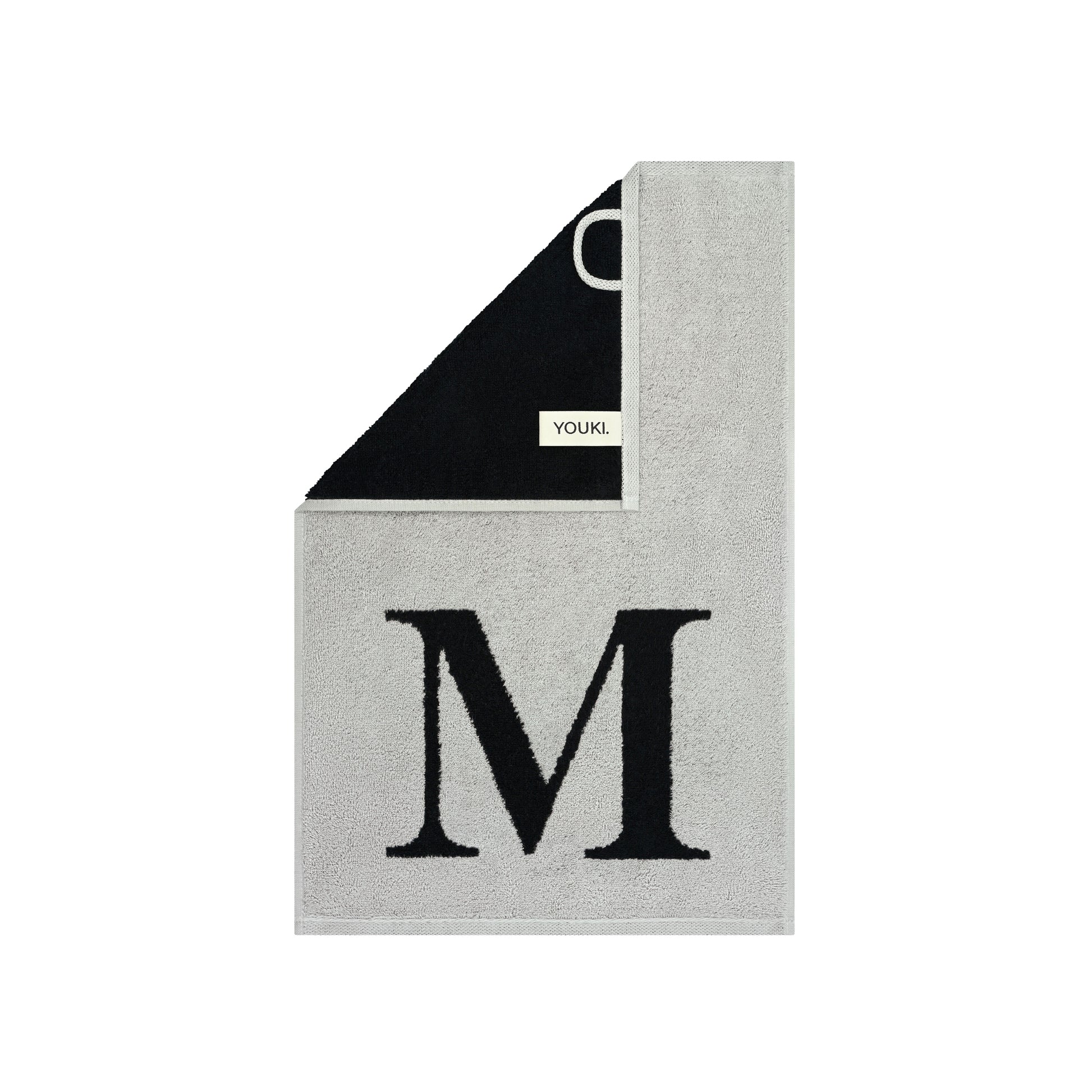 2er Set - Kleines Handtuch mit Buchstabe "M" – Silber / Schwarz