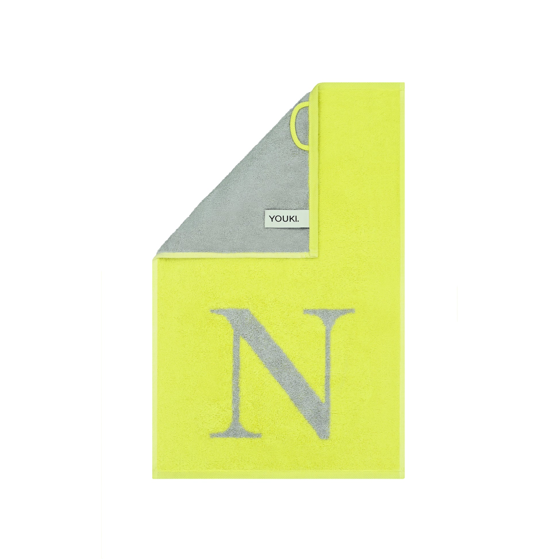 2er Set - Kleines Handtuch mit Buchstabe "N" – Silber / Lime