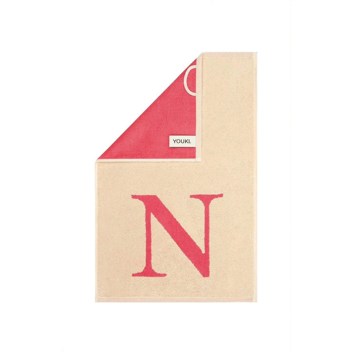 2er Set - Kleines Handtuch mit Buchstabe "N" – Natur / Pink / Orange