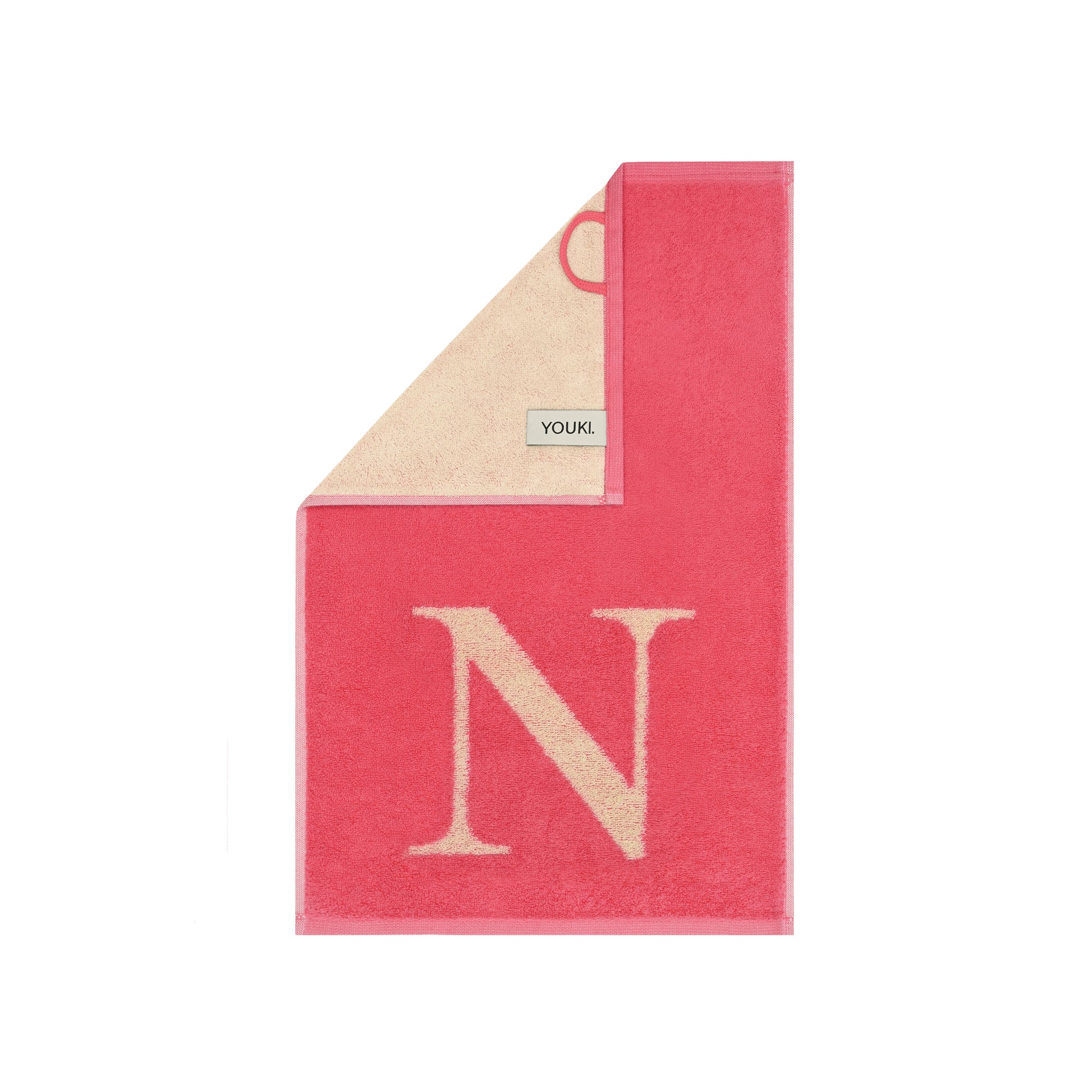 2er Set - Kleines Handtuch mit Buchstabe "N" – Natur / Pink / Orange