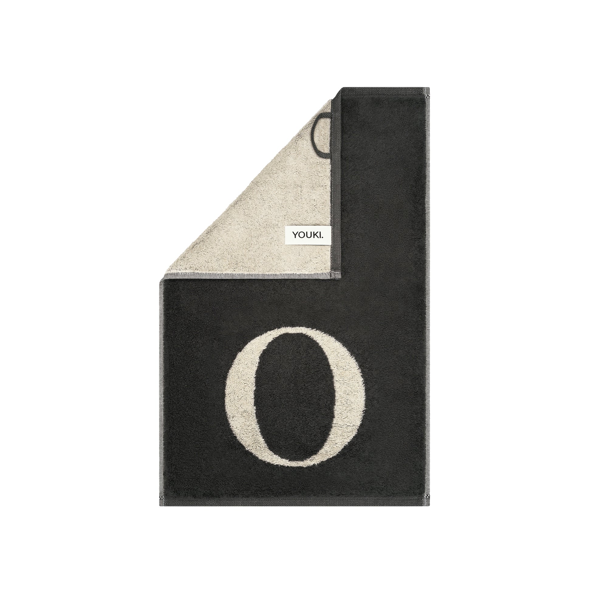2er Set - Kleines Handtuch mit Buchstabe "O" – Natur / Dunkelgrau