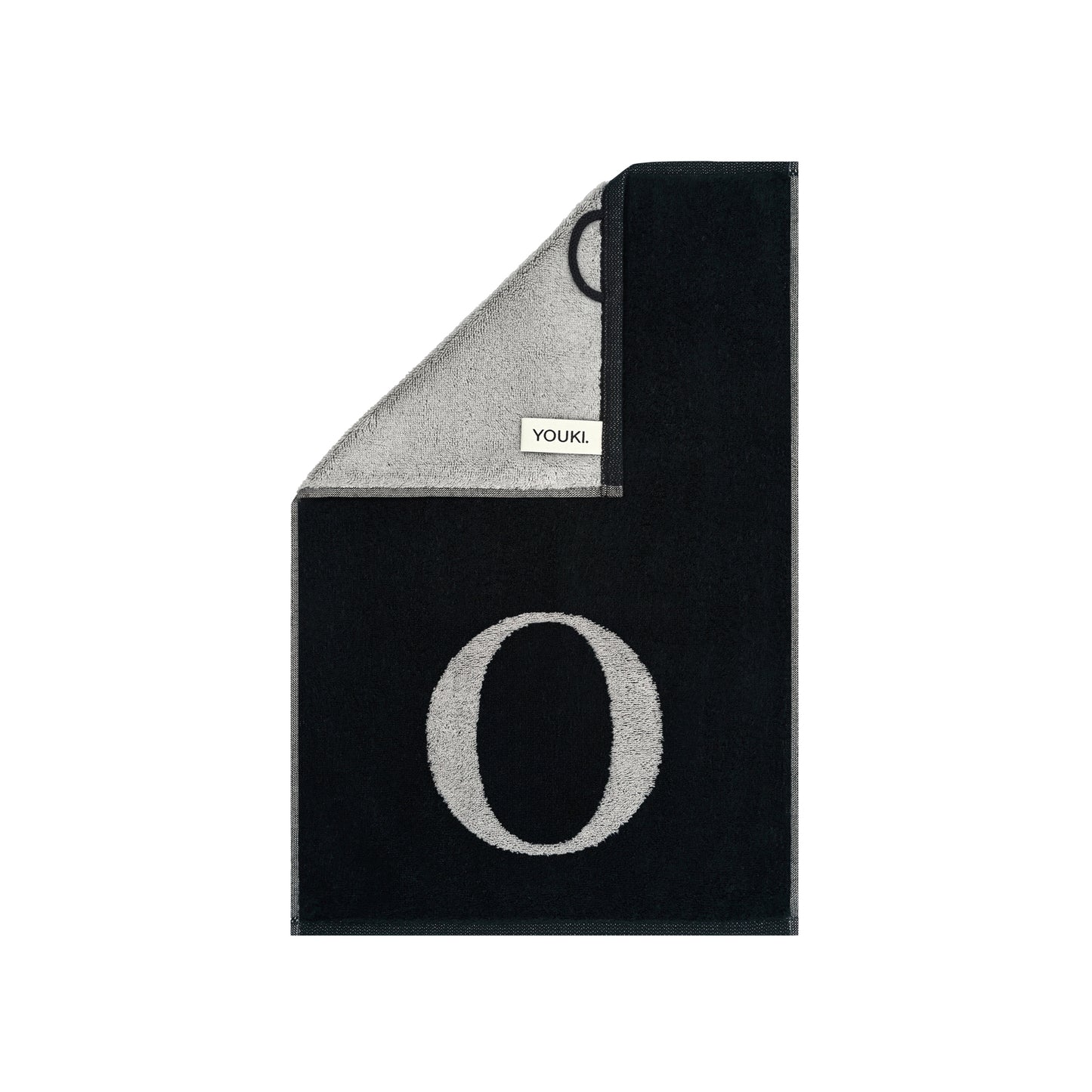 2er Set - Kleines Handtuch mit Buchstabe "O" – Silber / Schwarz