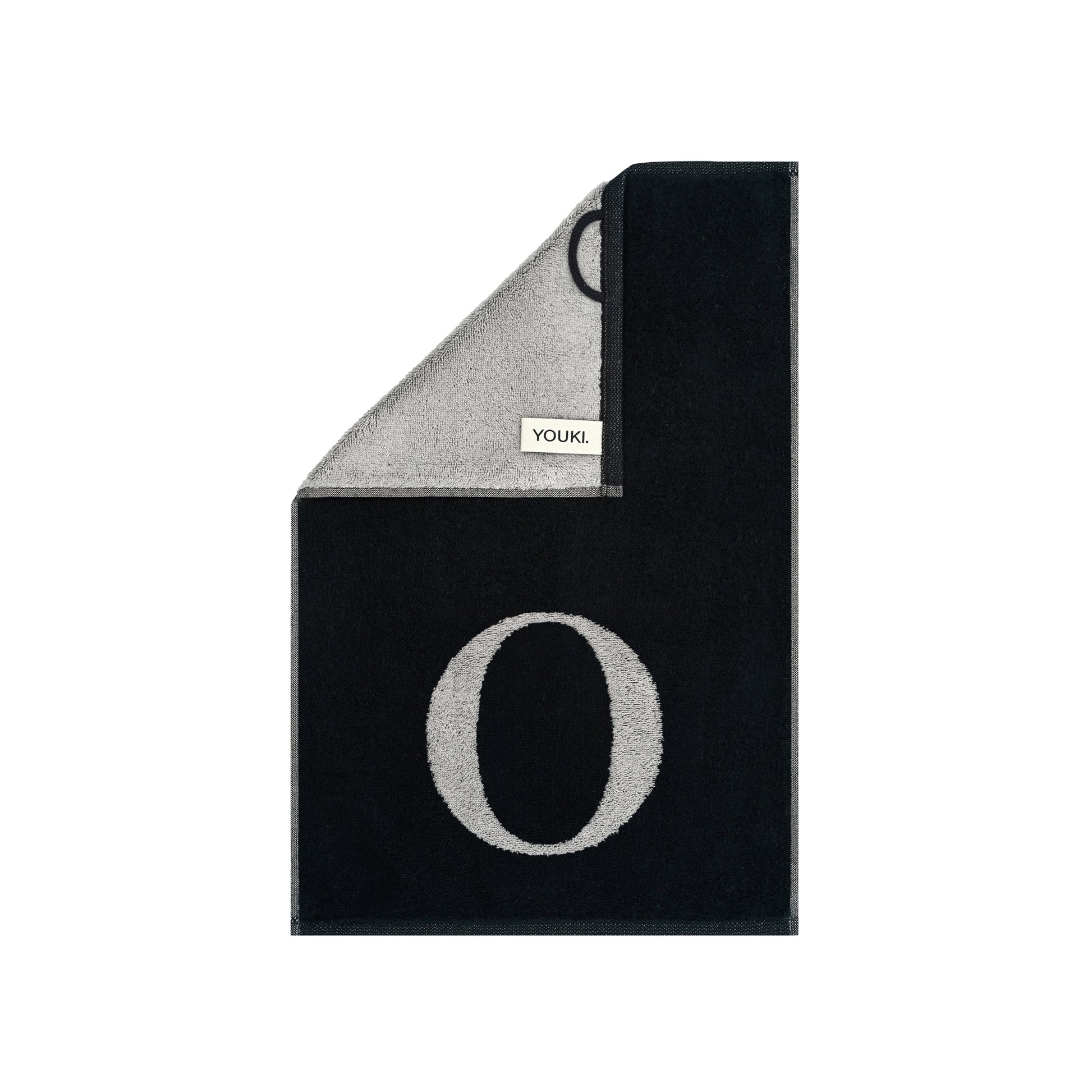 2er Set - Kleines Handtuch mit Buchstabe "O" – Silber / Schwarz