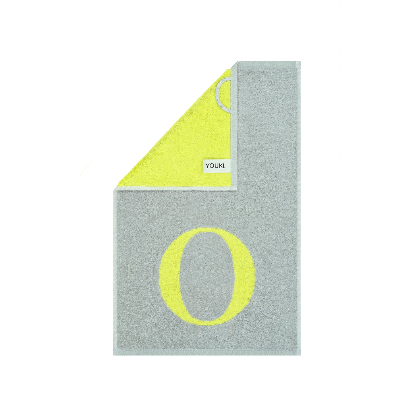 2er Set - Kleines Handtuch mit Buchstabe "O" – Silber / Lime