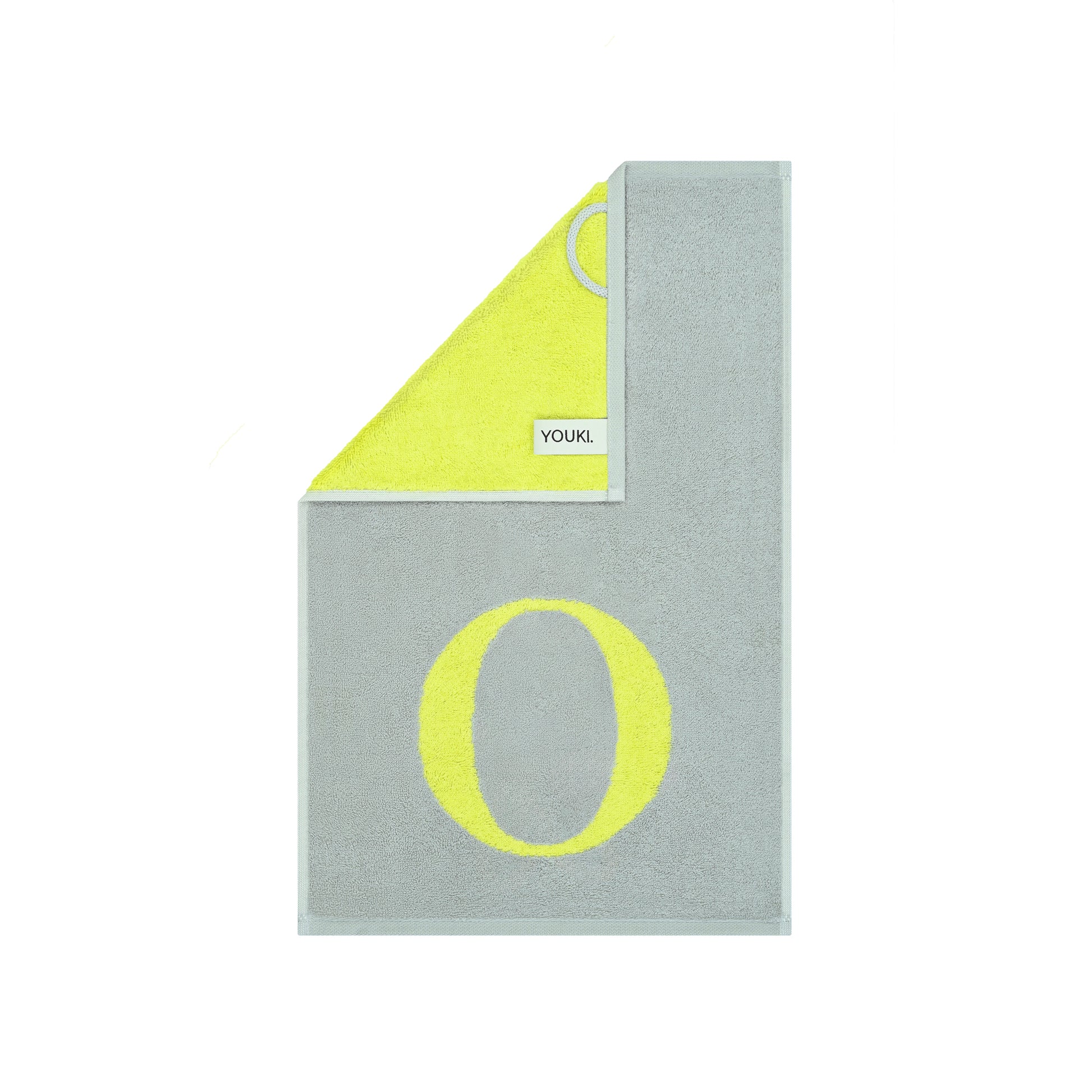 2er Set - Kleines Handtuch mit Buchstabe "O" – Silber / Lime