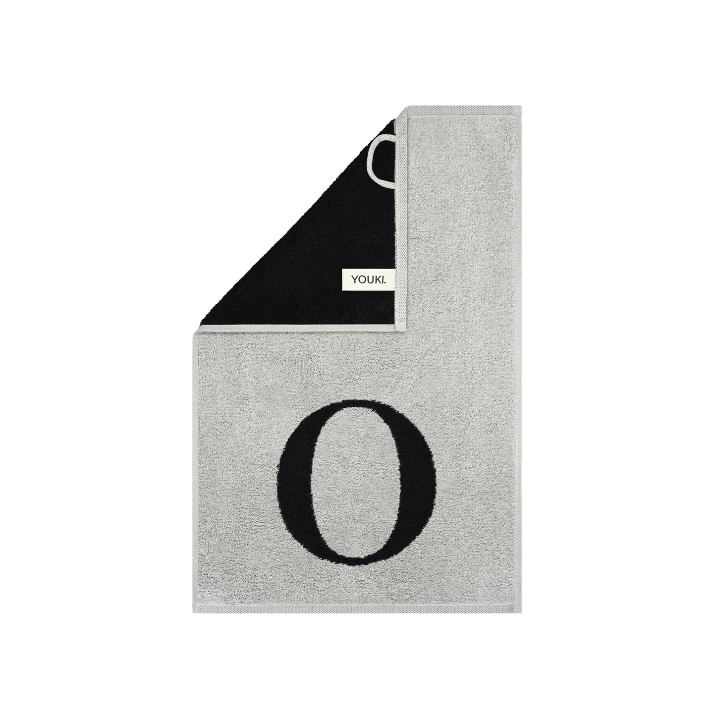 2er Set - Kleines Handtuch mit Buchstabe "O" – Silber / Schwarz