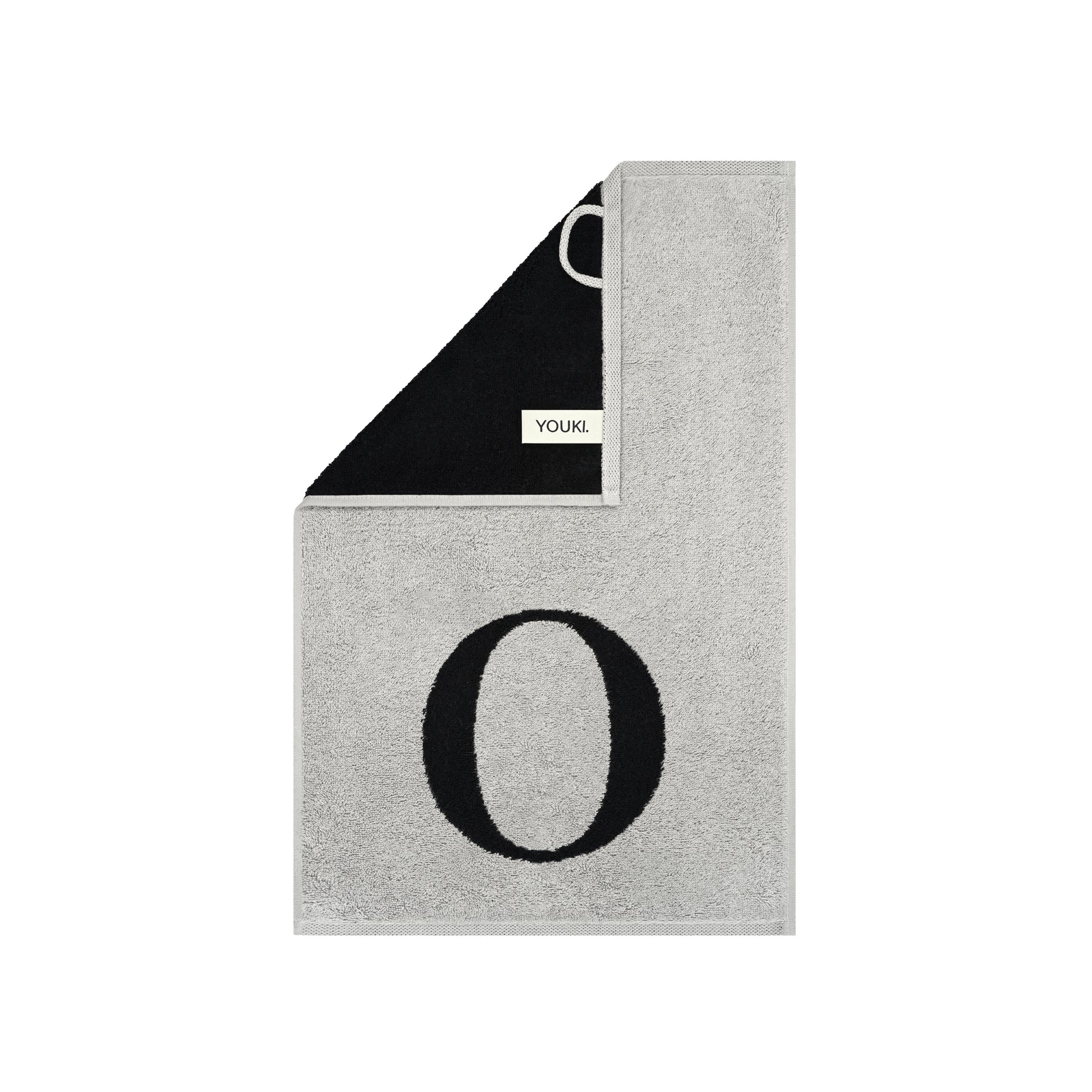 2er Set - Kleines Handtuch mit Buchstabe "O" – Silber / Schwarz