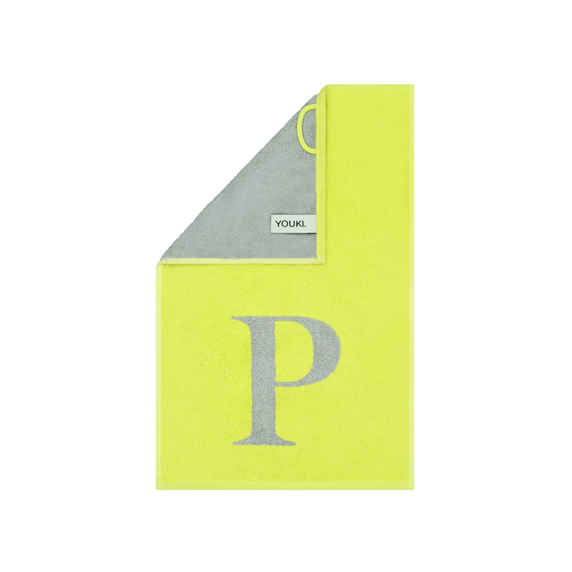 2er Set - Kleines Handtuch mit Buchstabe "P" – Silber / Lime