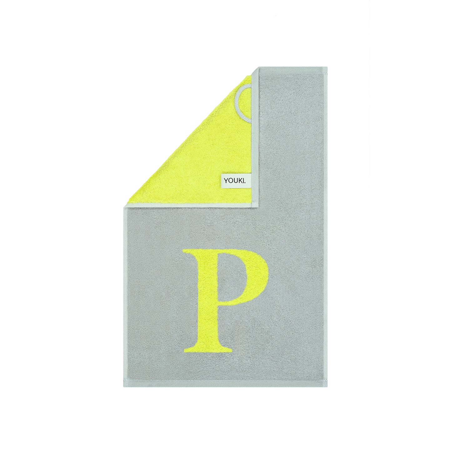 2er Set - Kleines Handtuch mit Buchstabe "P" – Silber / Lime