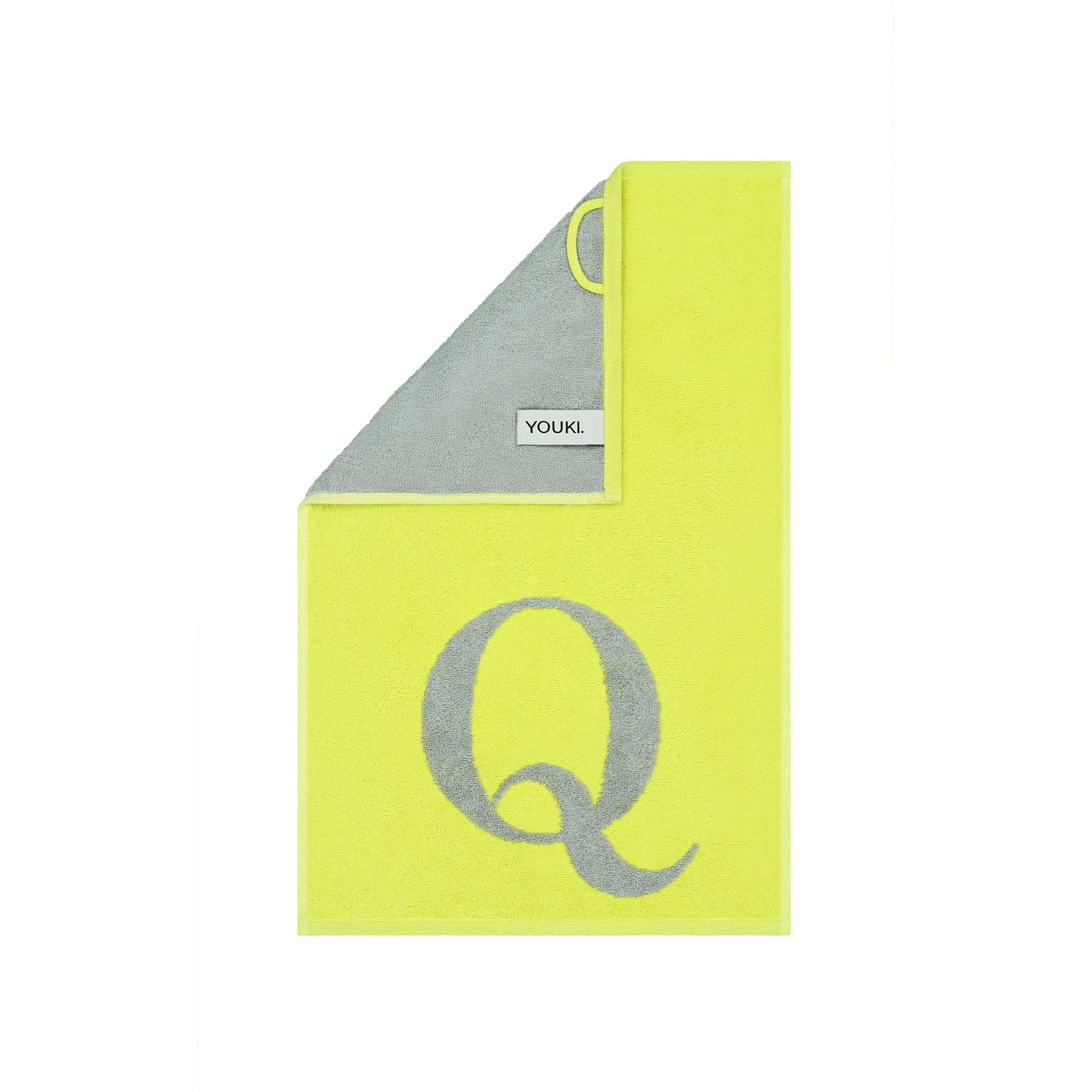 2er Set - Kleines Handtuch mit Buchstabe "Q" – Silber / Lime